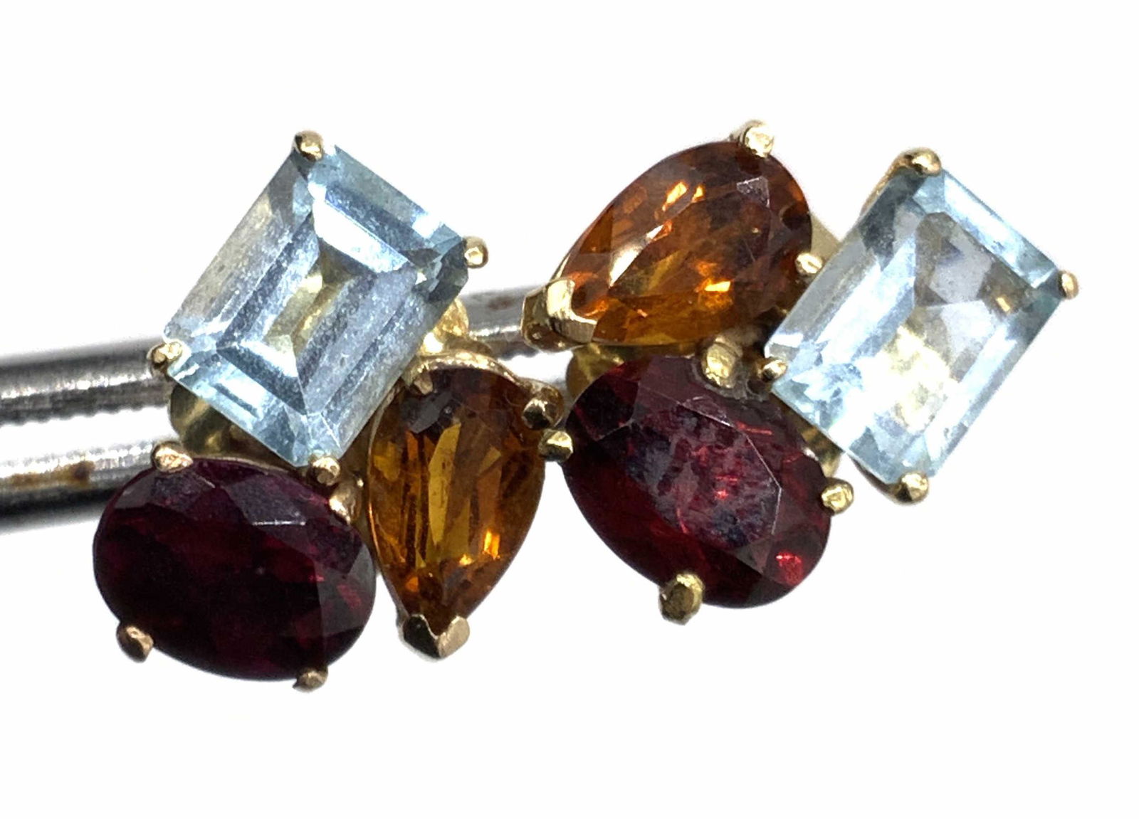 Vintage 14K Clustered Garnet & More Stone Earrings (1 of 13)