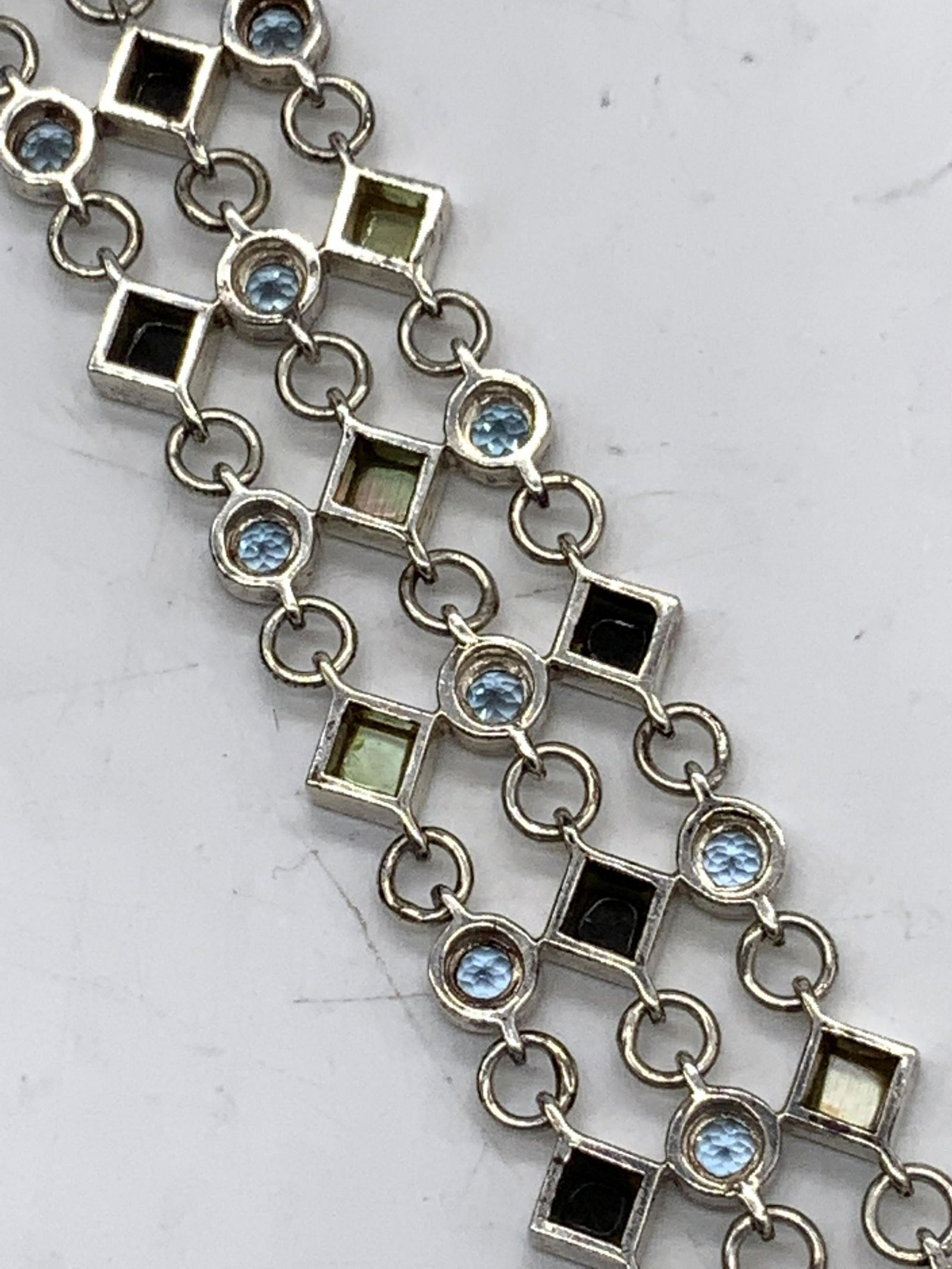 Vintage STERLING SILVER Blue Topaz Bracelet, Box (1 of 10)