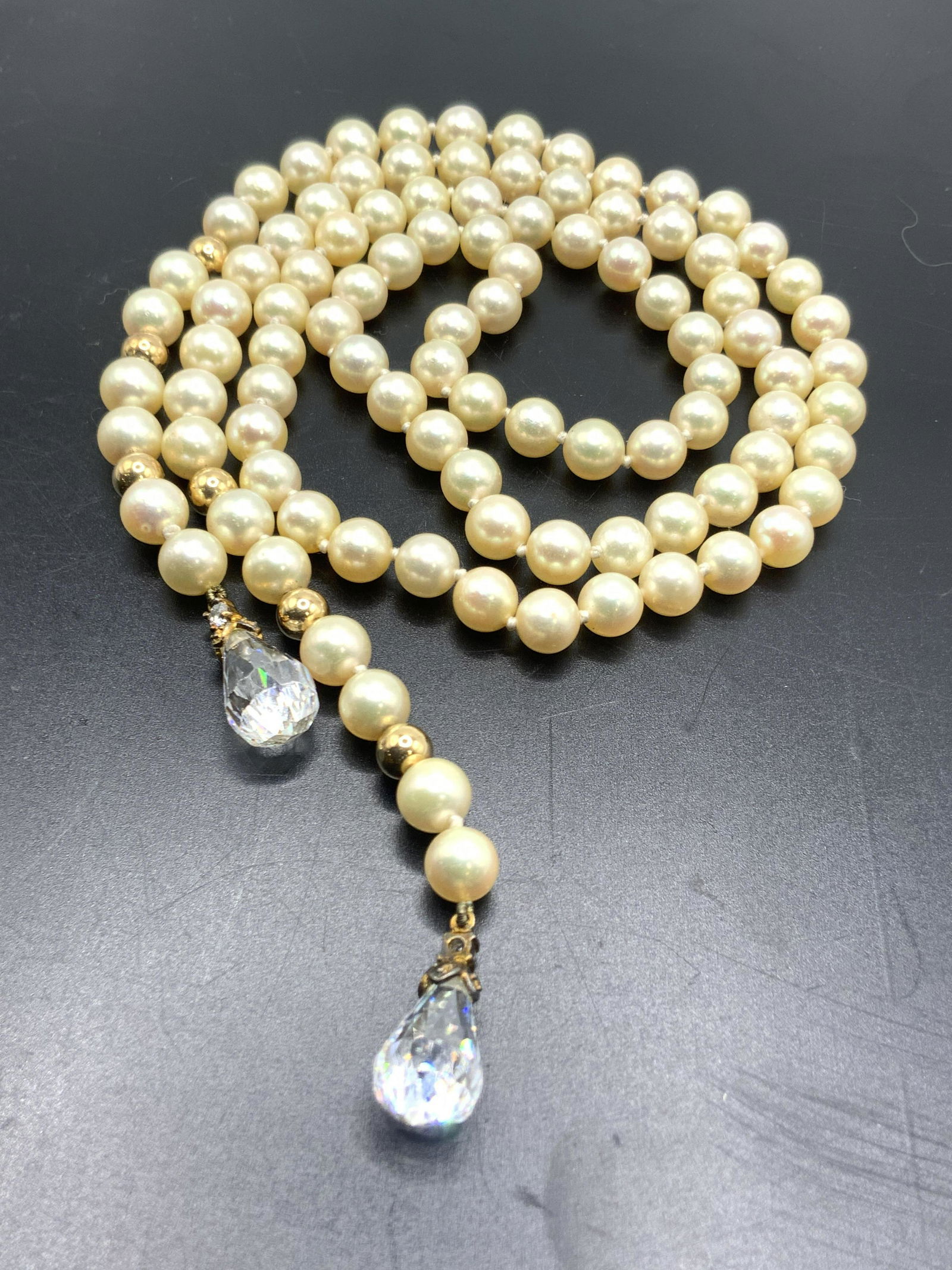 Vintage Pearlescent Lariat Necklace (1 of 7)