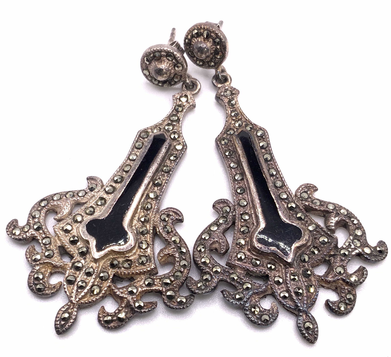 Vintage STERLING SILVER Marcasite Post Earrings (1 of 10)