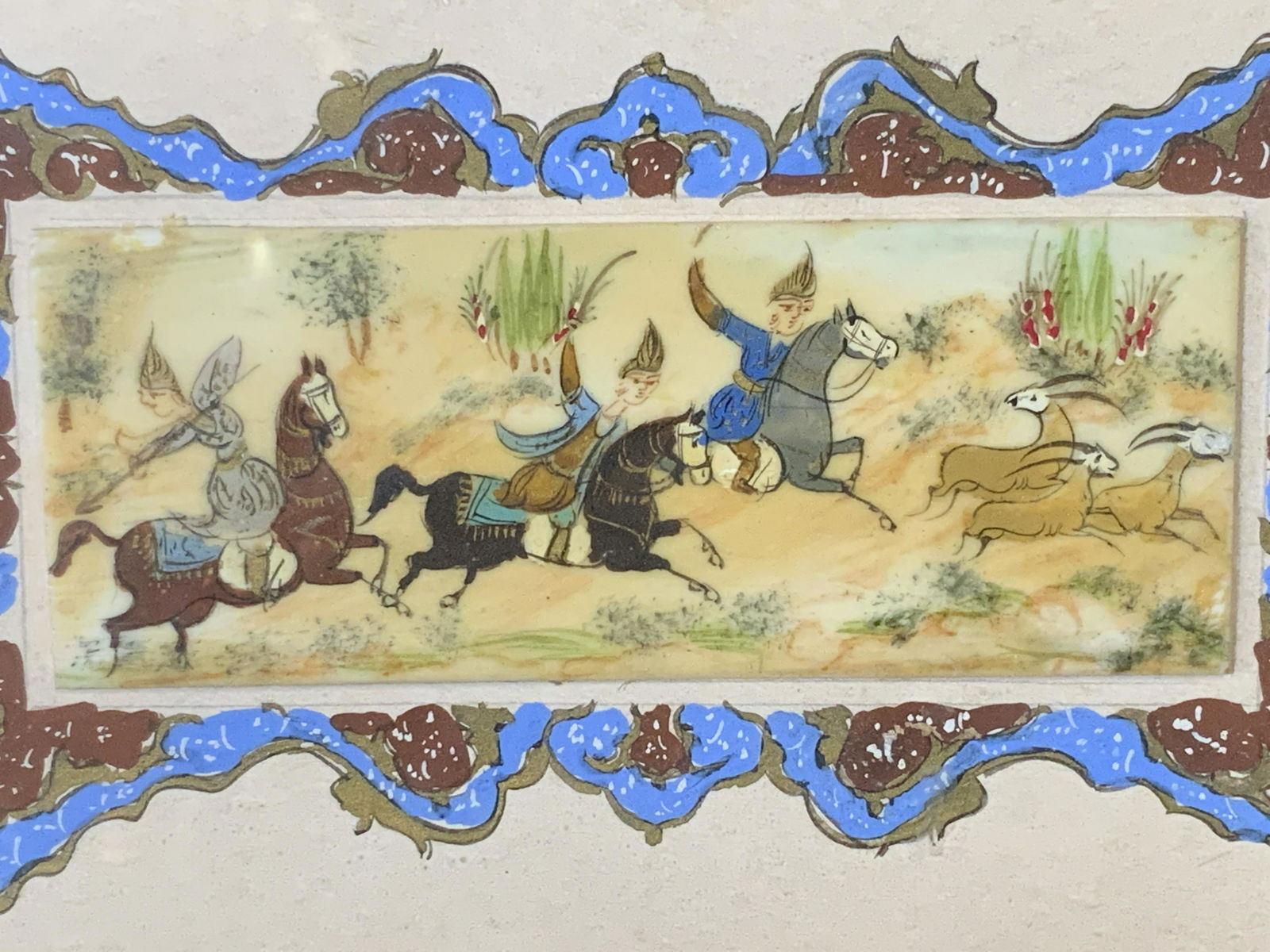 Antelope Hunt Mixed Media Painting, Persian Miniat (1 of 7)