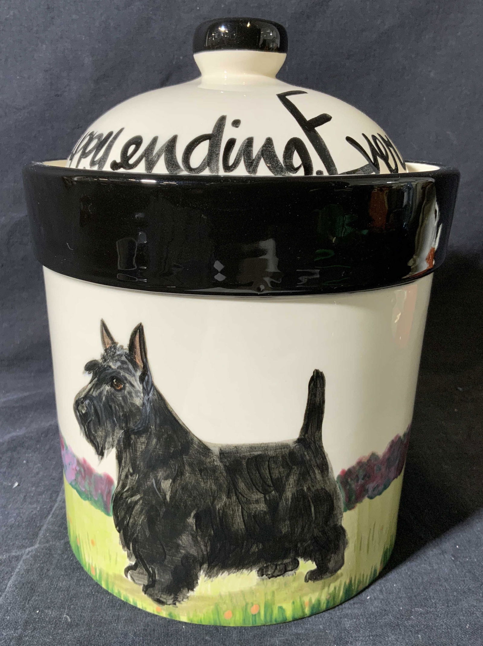 ZEPPA Signed Painted Scottish Terrier Jar (1 of 7)