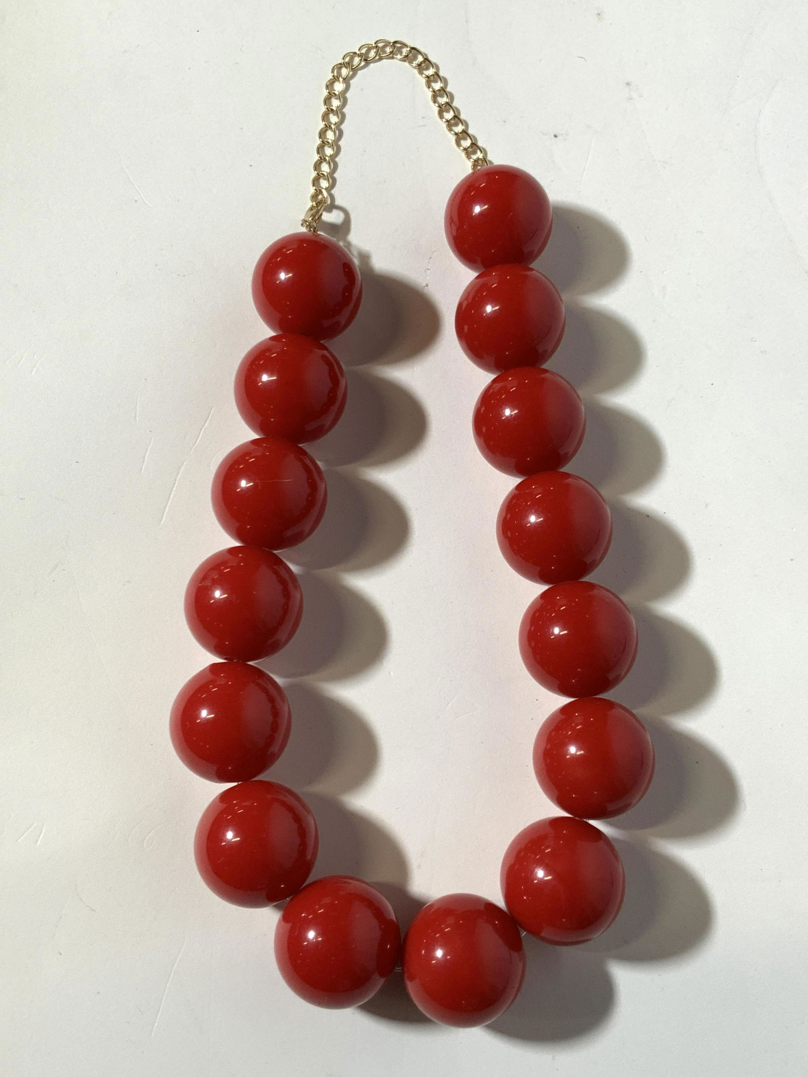 Vintage Chunky Red Sphere Adjustable Necklace (1 of 6)