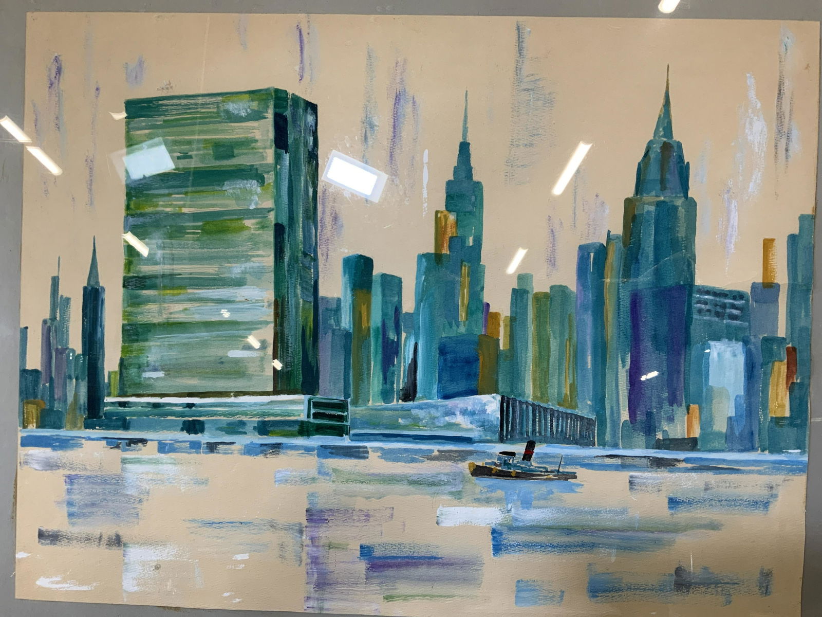 Framed Cityscape Watercolor on Cold Press (1 of 7)