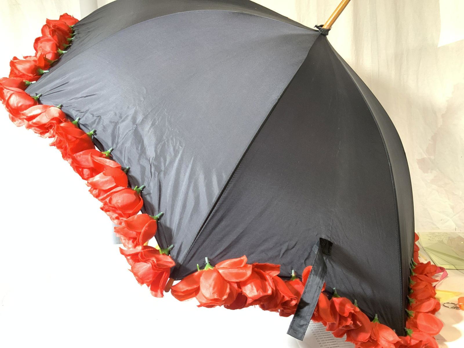 Rose Rimmed J Handle Umbrella/ Parasol (1 of 8)