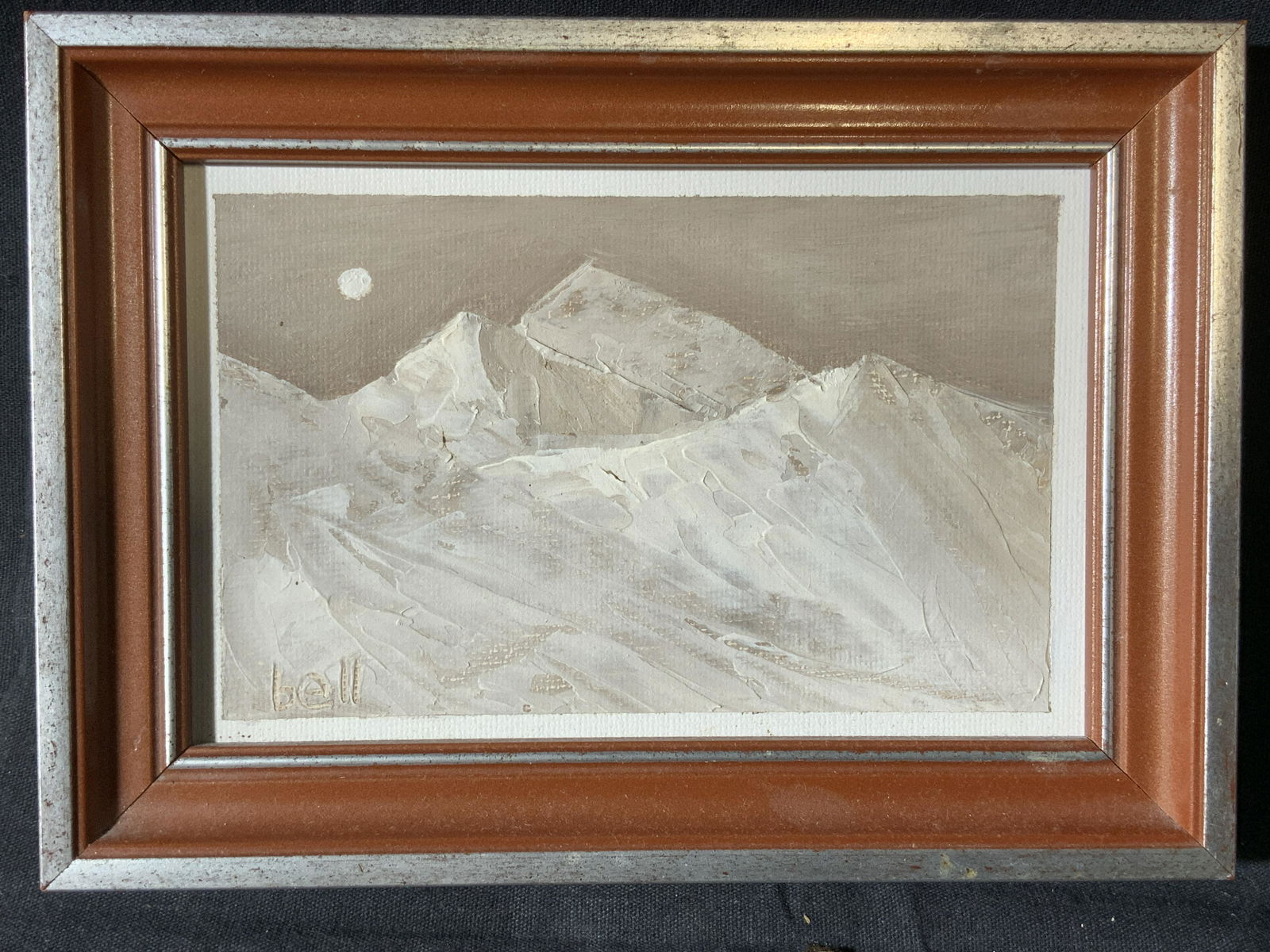 GEORGE BELL Signed Moonlit Mountains Painting (1 of 8)