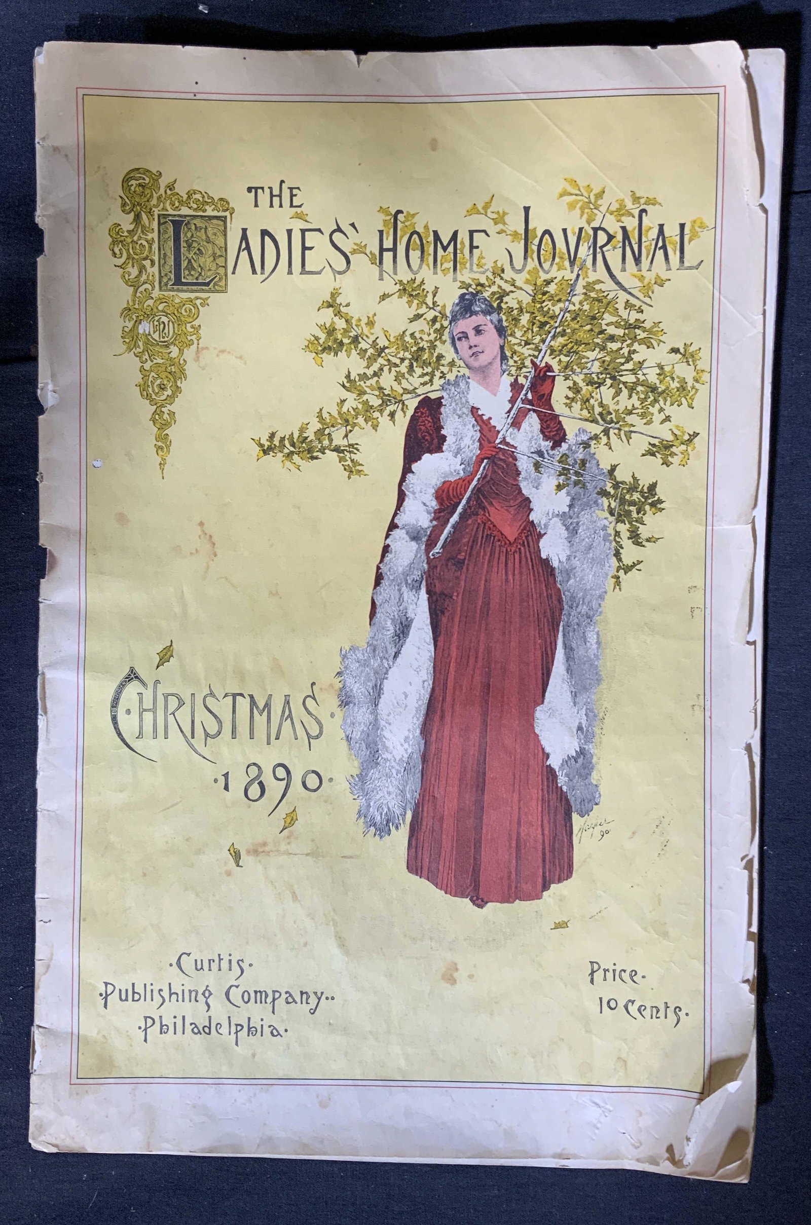 1890 The Ladies Home Journal Curtis Publ. Co.: 1890 The Ladies Home Journal Curtis Publ. Co., measures 10 3/8 x 16 inches, wear consistent with age and use. Artwork, home decor, tabletop art, coffee table art, coffee table decor, table decor, anti