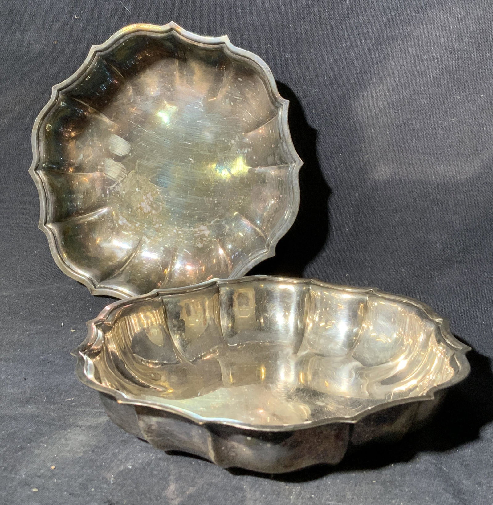 CHIPPENDALE Silver Plated Trinket Dish Pr: CHIPPENDALE Silver Plated Trinket Dish Pr, hallmark to base ‘Chippendale Int. Silver Company’, measure 5 3/4 x 5 5/8 x 1 inches tall, wear consistent with age and use, Homeware, silver ware, silve