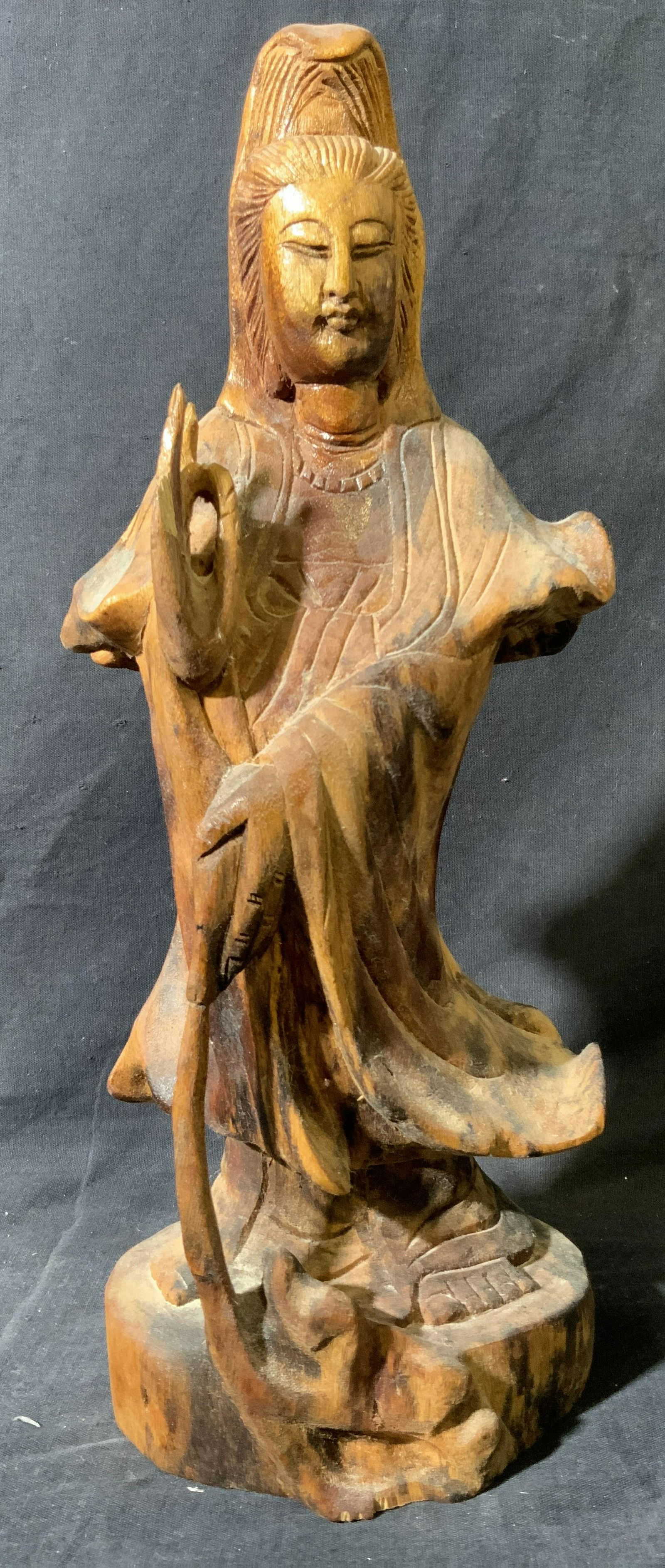 Windswept Bodhisattva Wooden Statue (1 of 7)