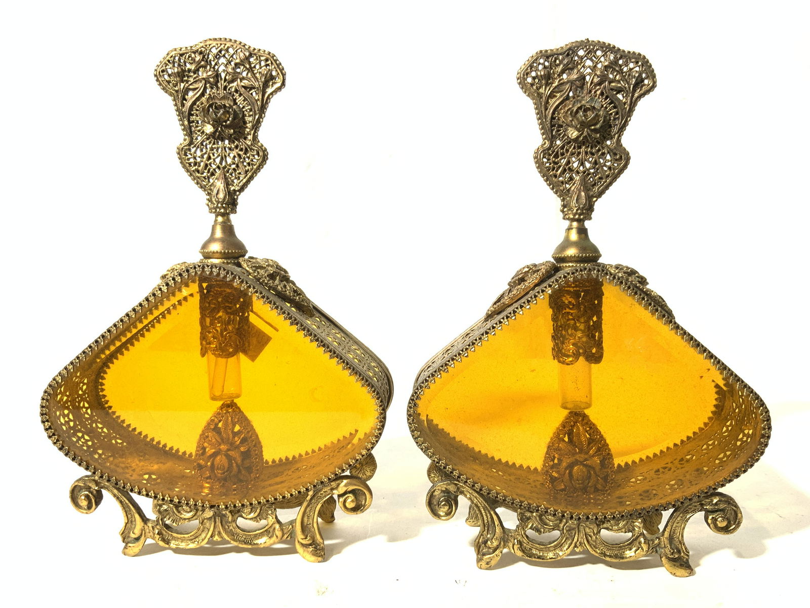 Pair Vintage Ornate Victorian Perfume Bottles (1 of 9)