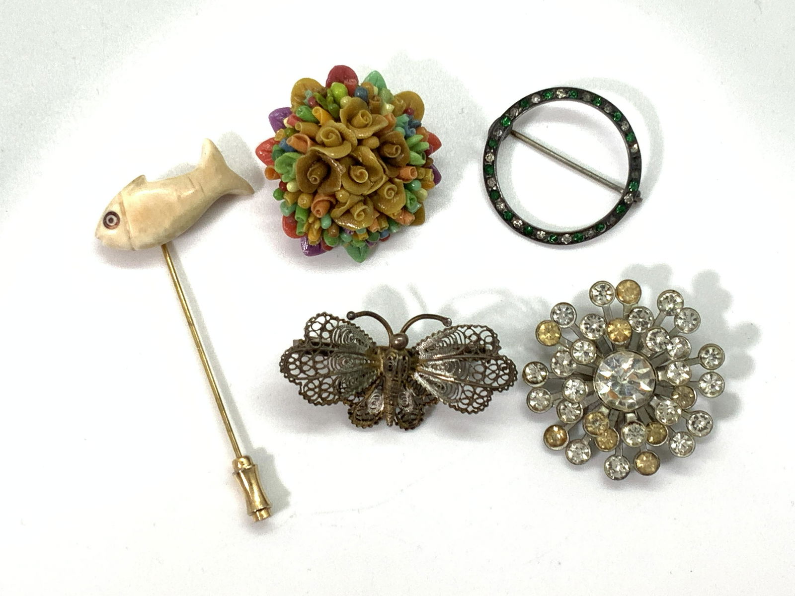 Group Lot 5 Piece Vintage Brooches & Pins (1 of 8)
