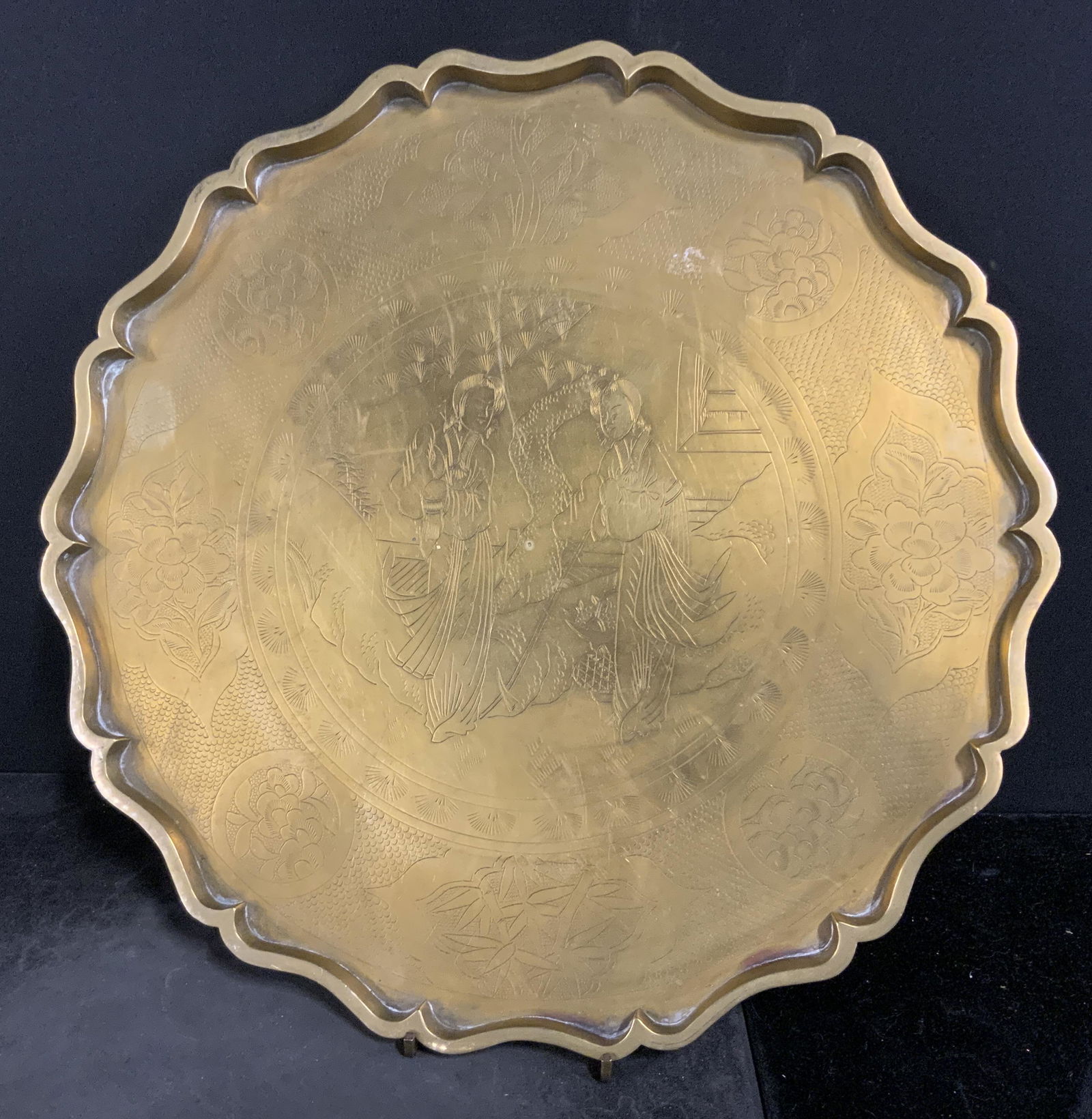 Asian Etched Brass Tray (1 of 6)