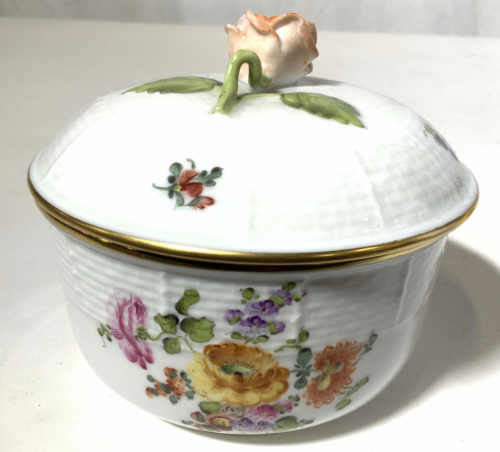 Herend Hungary Signed Porcelain Lidded Bowl (1 of 10)