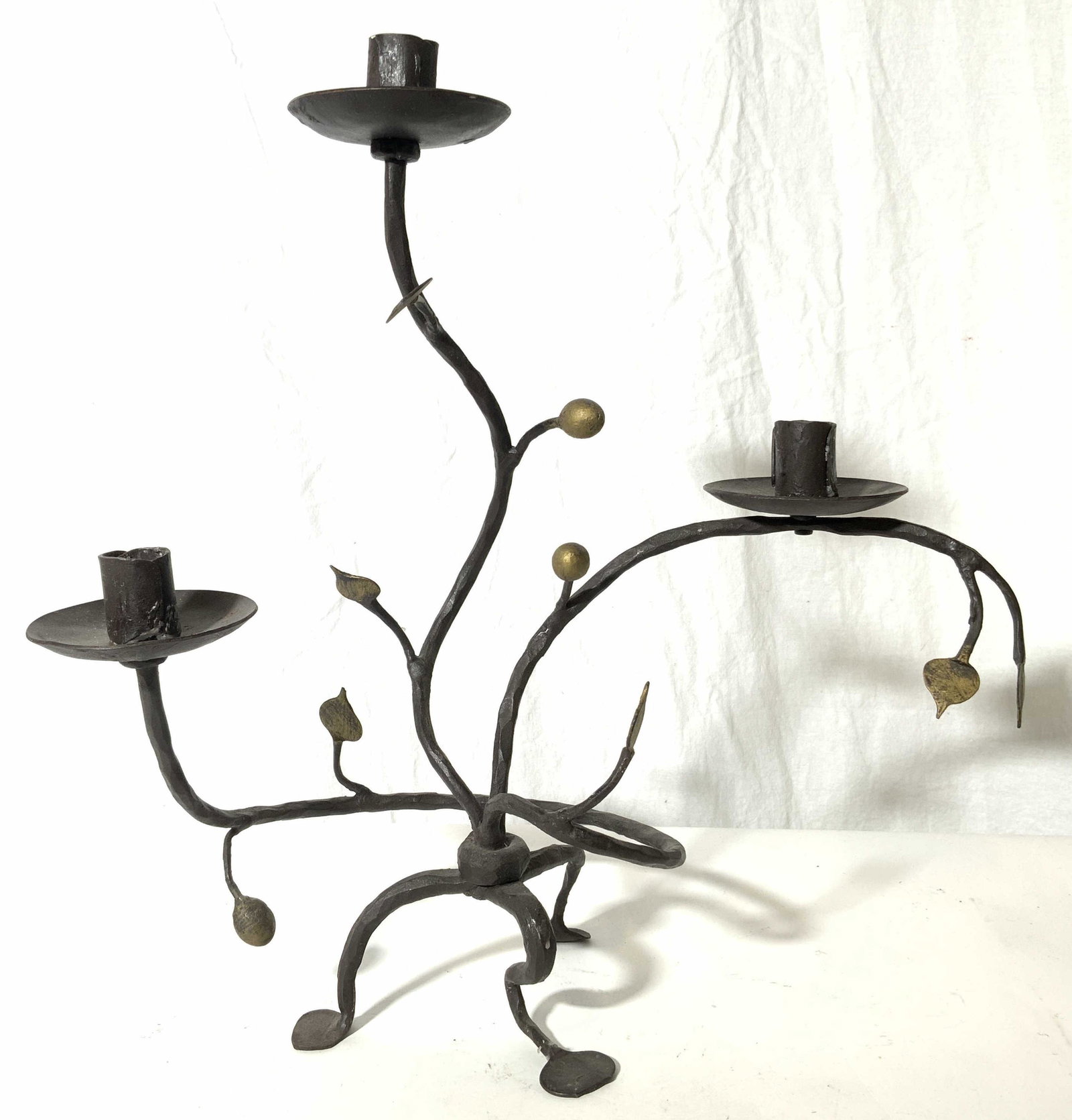 Vintage 3 Arm Footed Metal Candelabra (1 of 8)