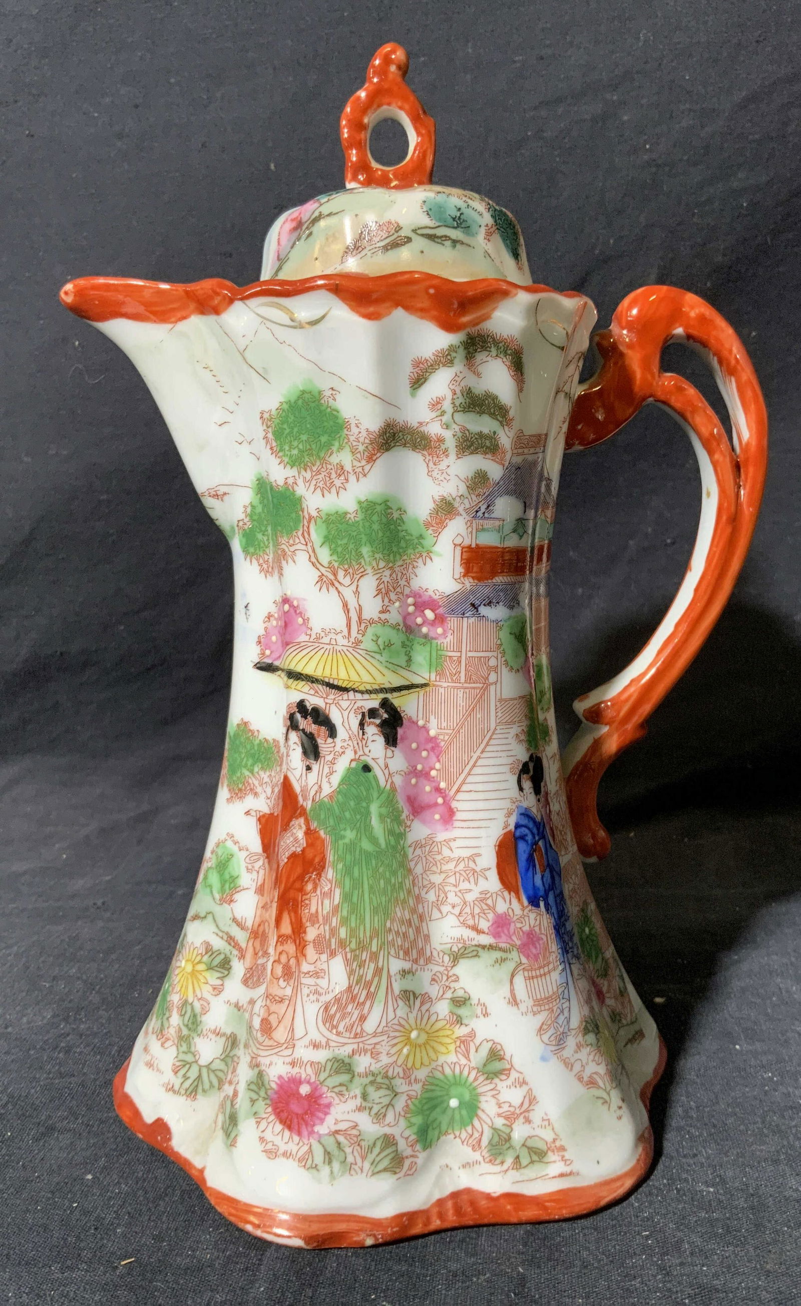 Asian Style Garden Scene Ceramic Teapot (1 of 7)