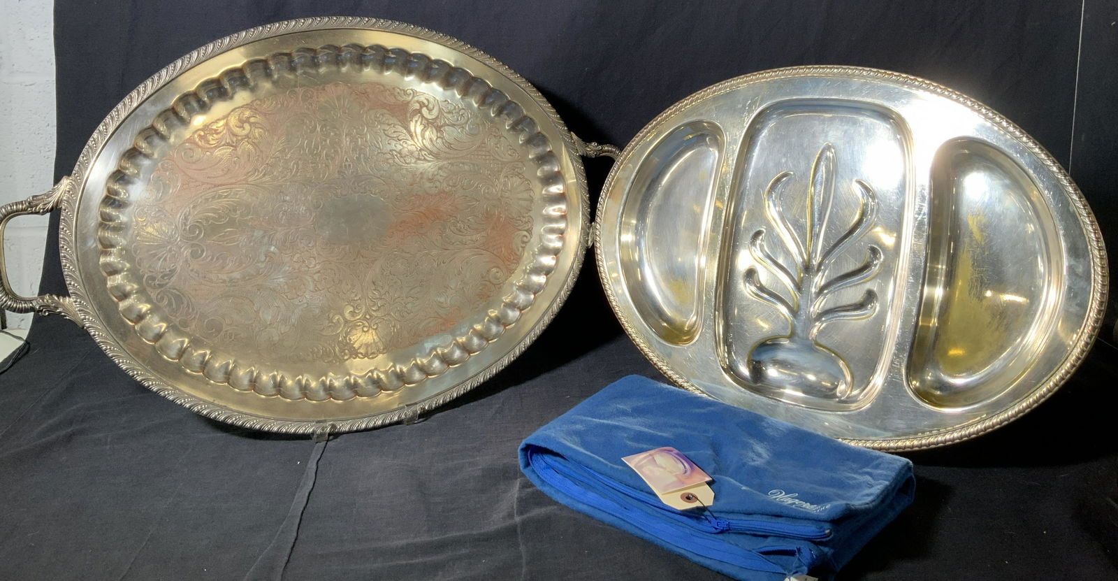 Group Lot 2 Vintage Silver Plated Serving Plates (1 of 14)