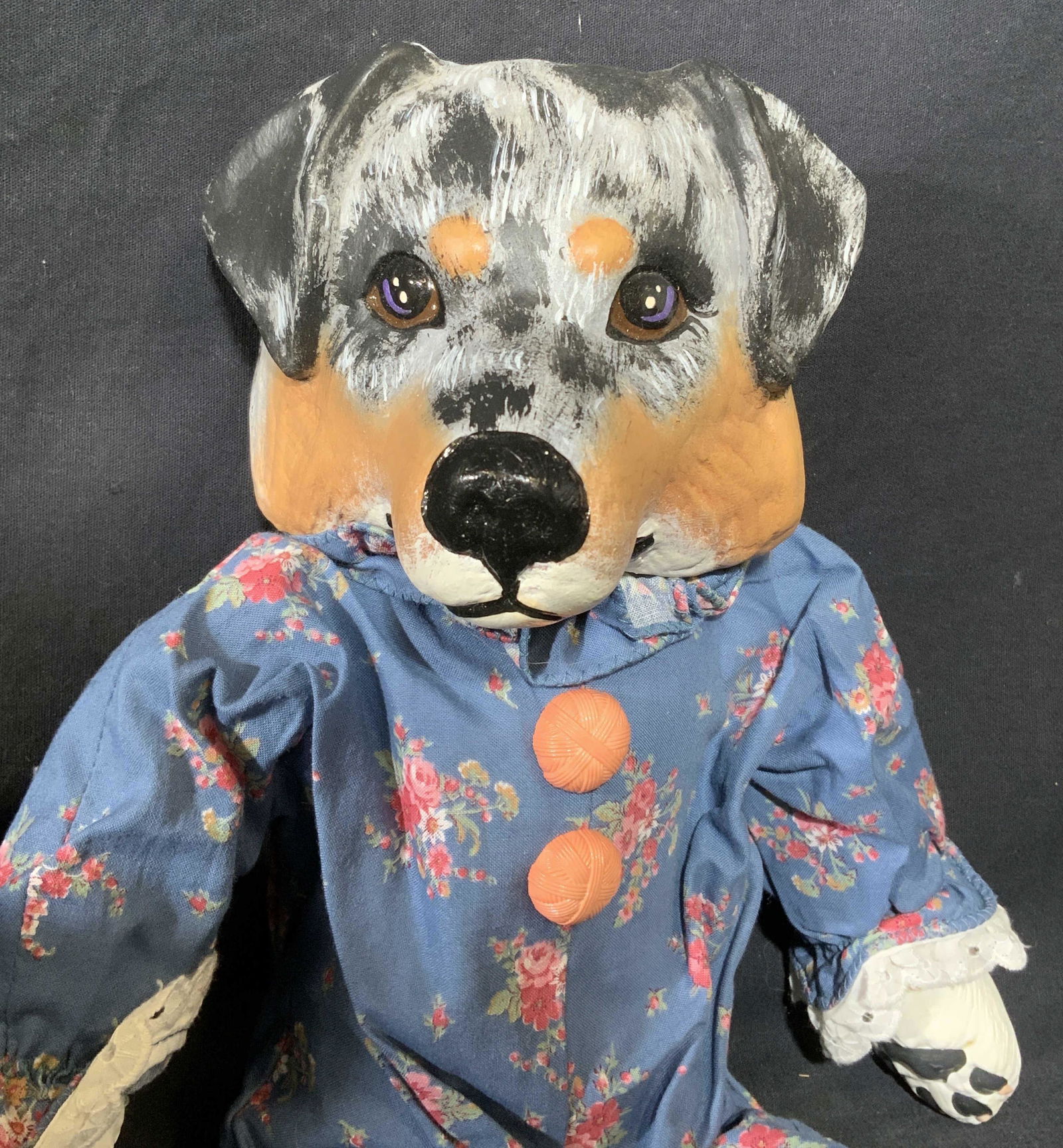 Signed Ceramic Hand Painted Dog Doll (1 of 5)
