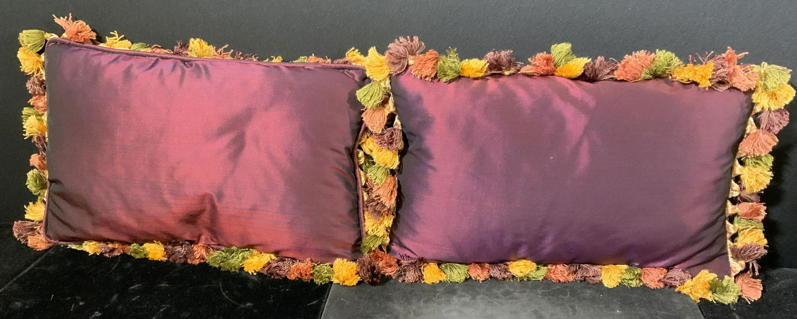 Pair Custom Fringed Throw Pillows (1 of 5)