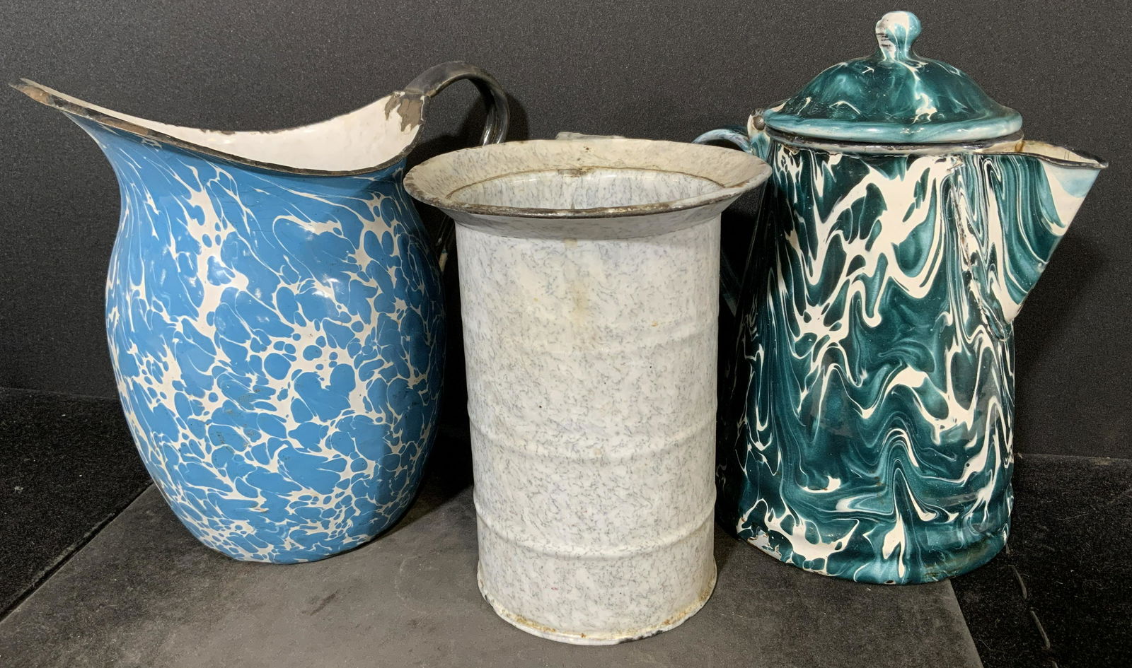 Lot 3 Vintage Enameled Pitchers (1 of 9)