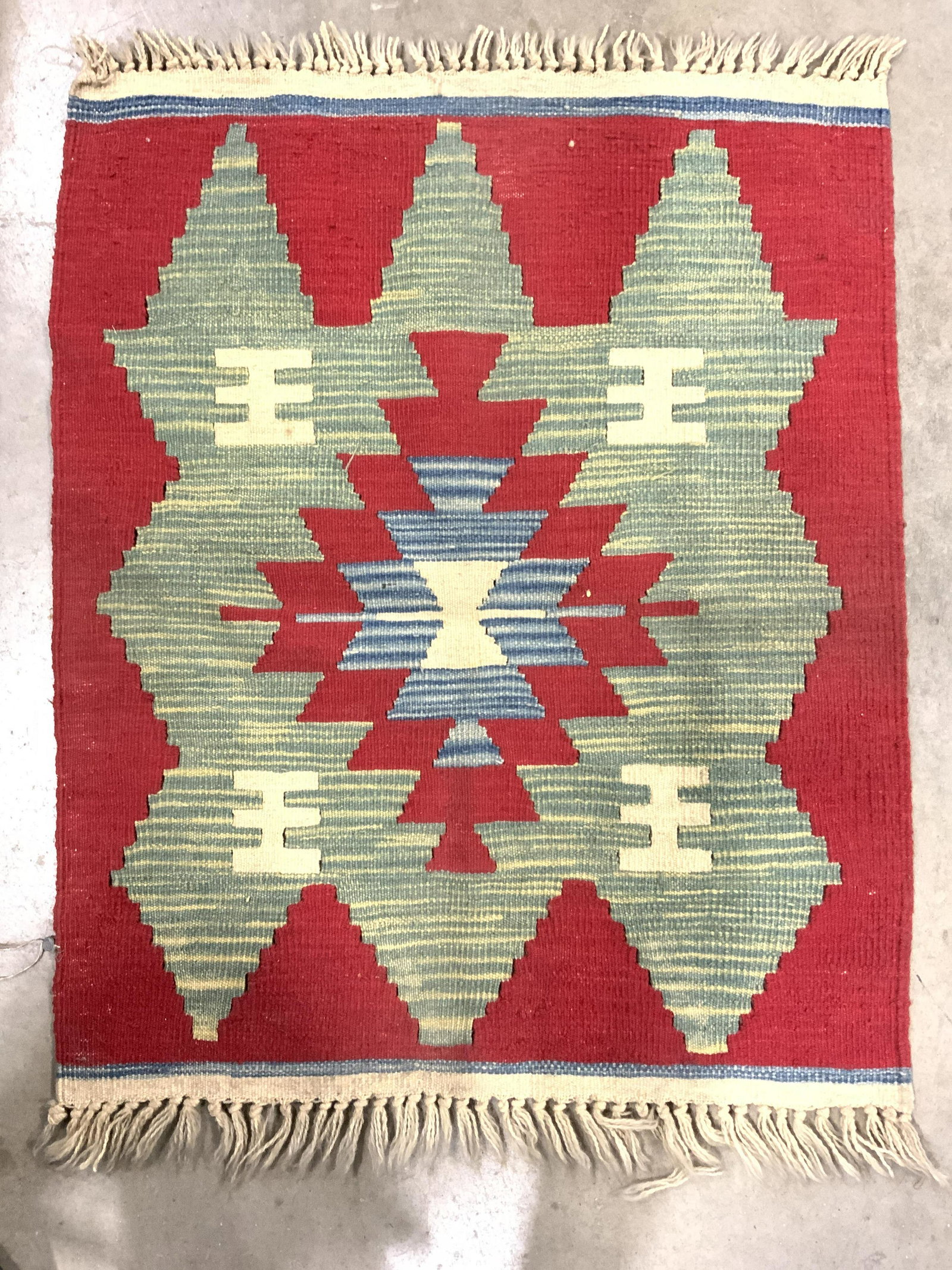 Vintage Handmade Wool Flatweave Rug (1 of 8)