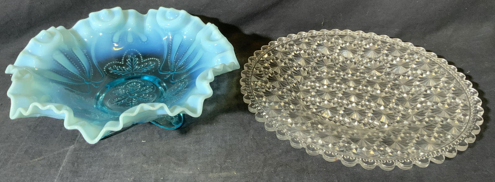 Art Glass Bowl and Clear Cut Crystal Plate (1 of 6)