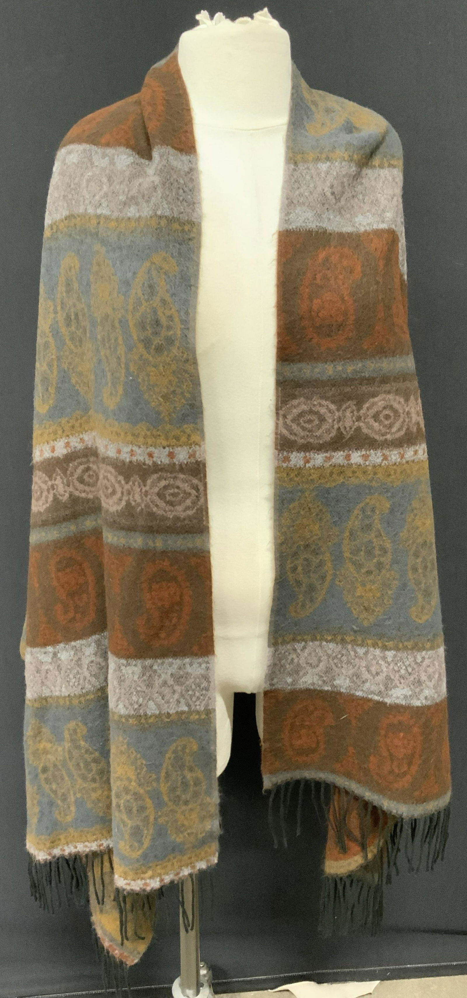 Wool Fringed Paisley Scarf (1 of 5)