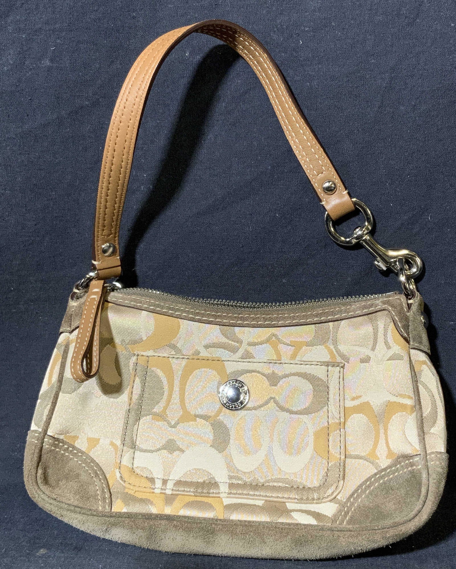 Earth Toned leather Coach Monogram Hand Bag (1 of 6)
