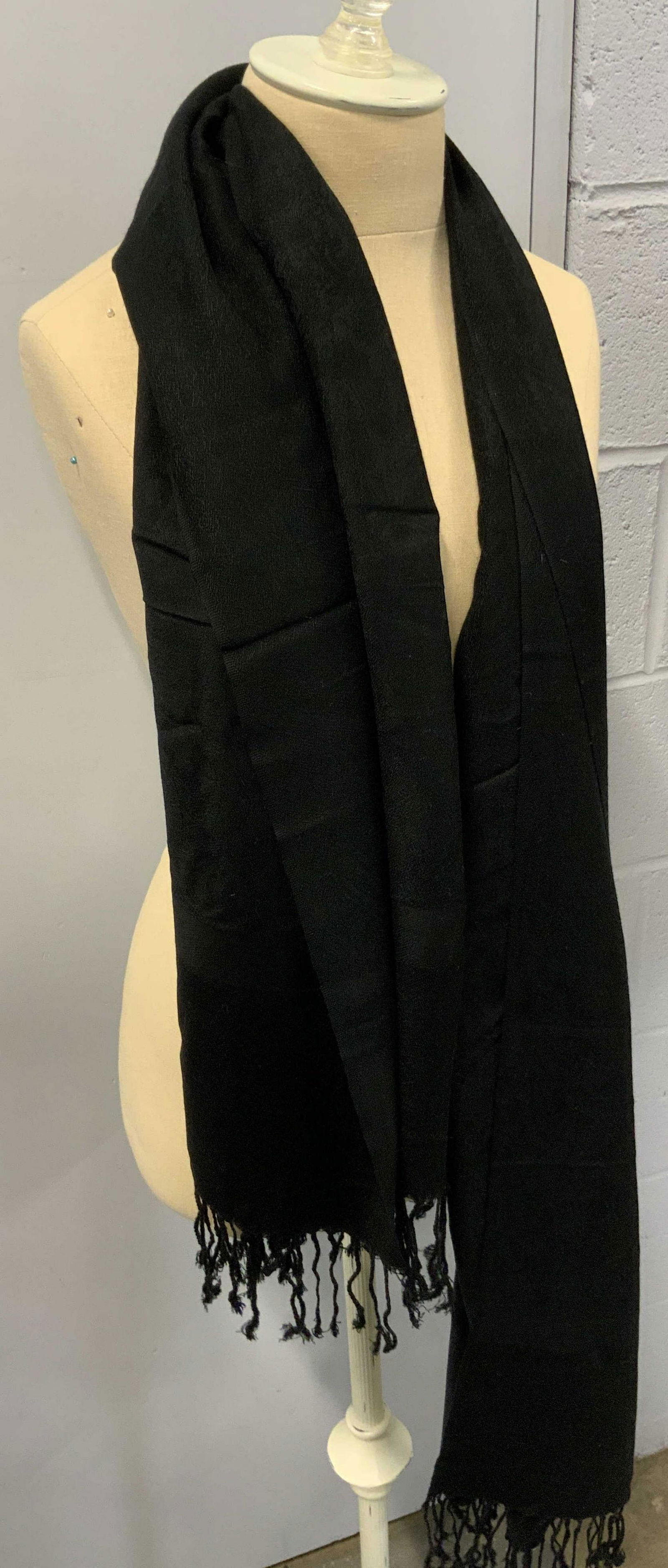 Black PASHMINA Tasseled Scarf (1 of 9)
