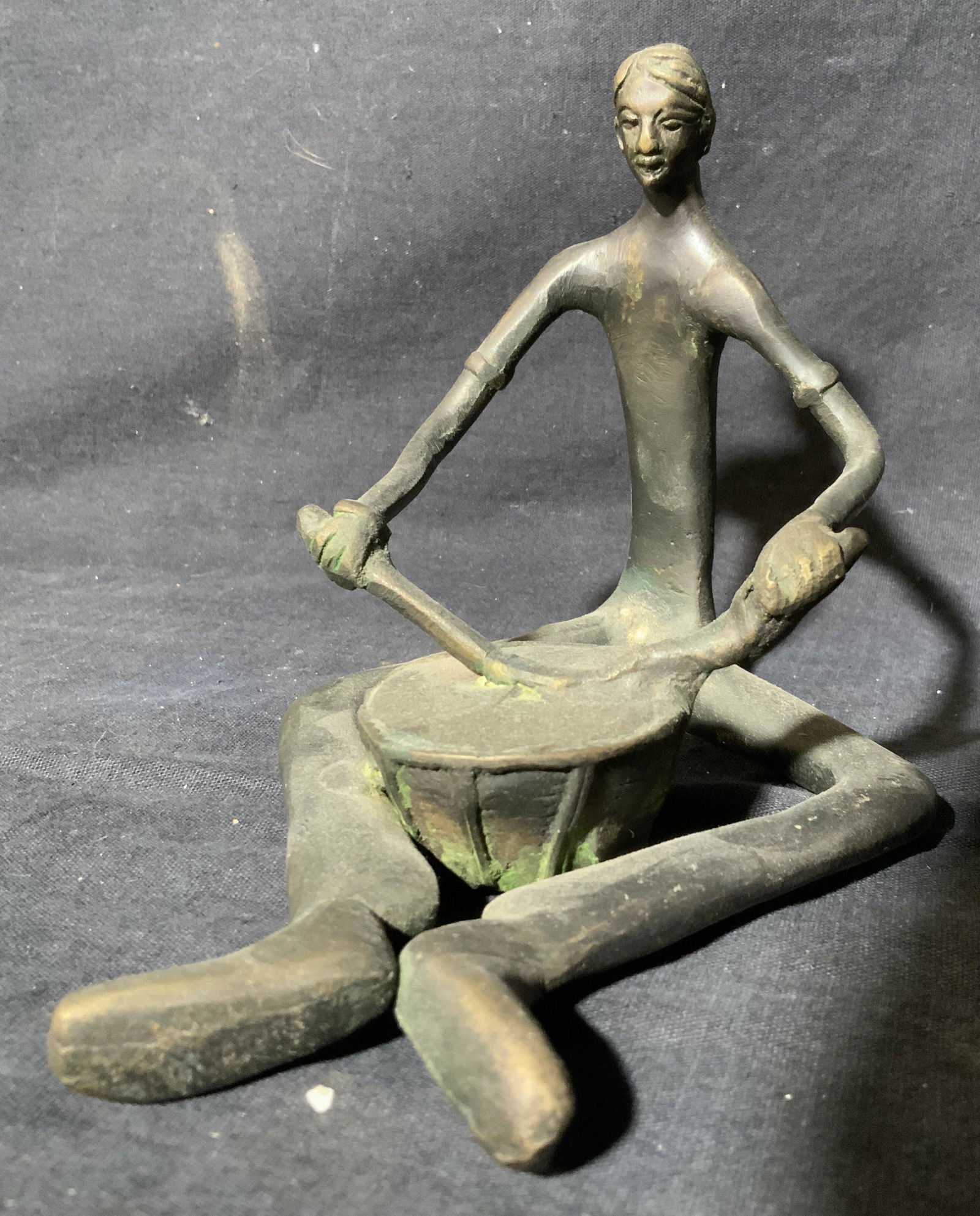 Vintage Bronze Sculpture of Man playing Drums (1 of 7)