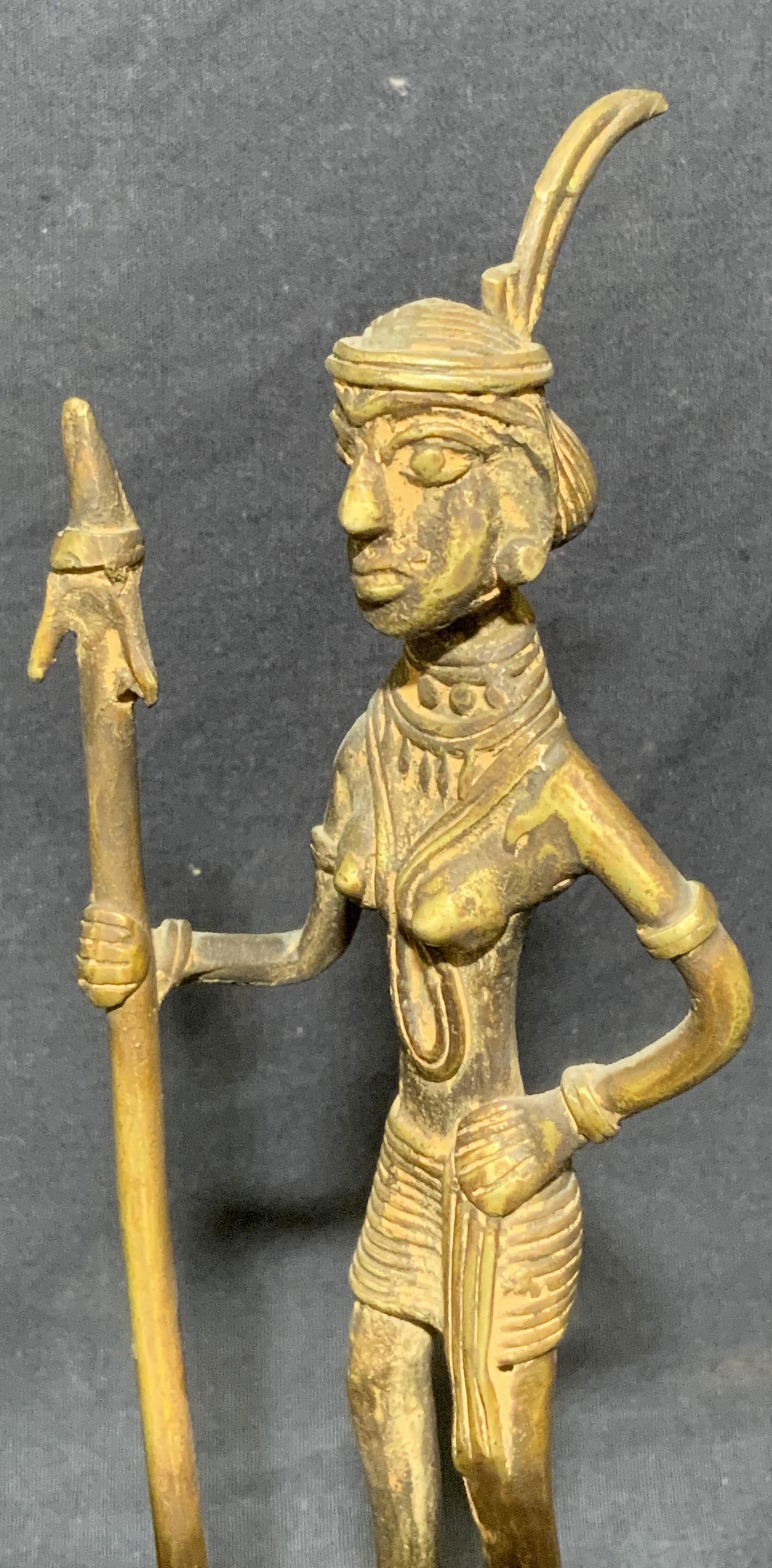 West African Tribal Woman Bronze Statue (1 of 6)