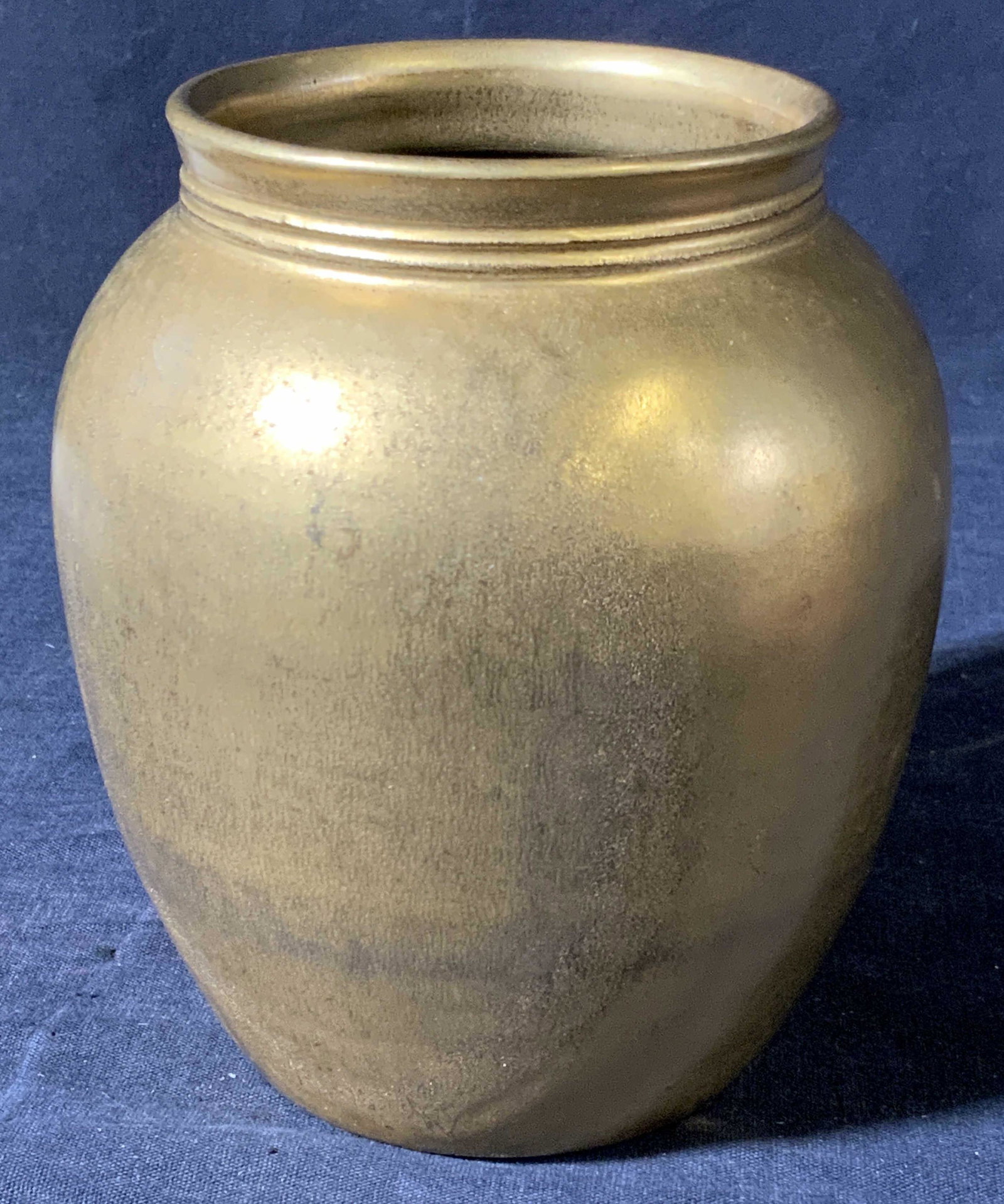 Signed Vintage Gold Painted Ceramic Vessel (1 of 6)