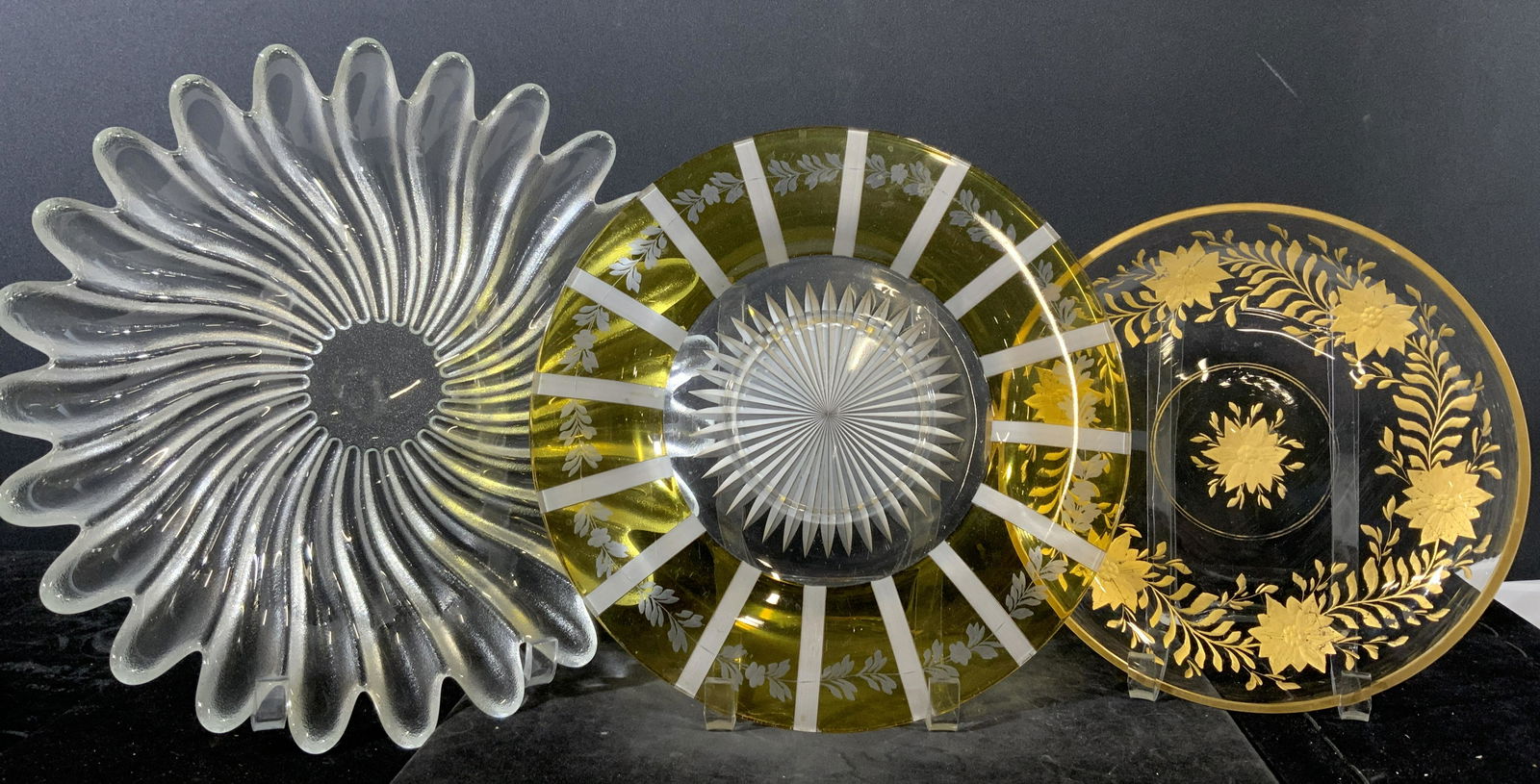 Group Lot 3 Cast Glass Plates (1 of 7)