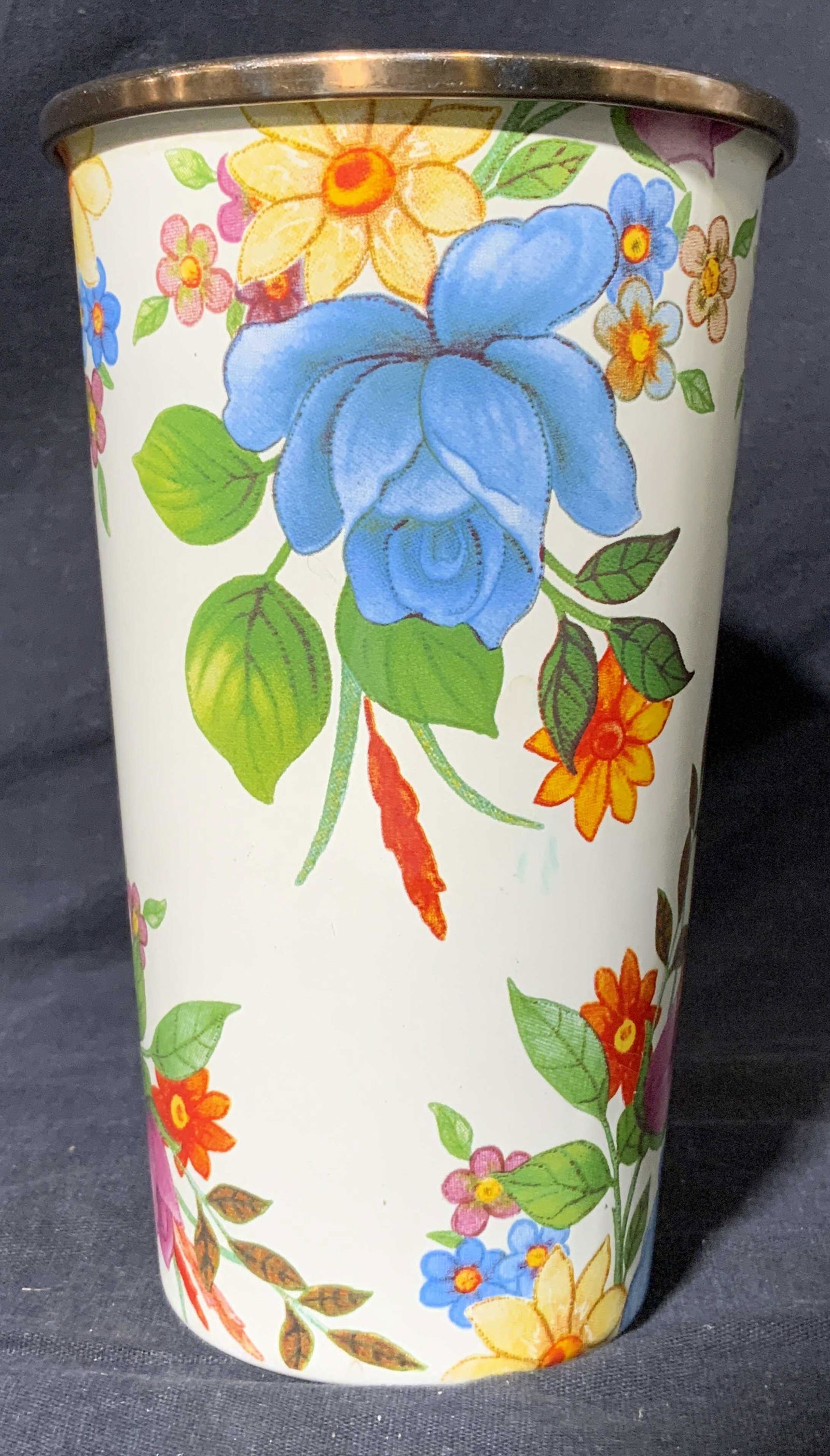 MACKENZIE CHILDS Metal White Floral Vase (1 of 6)