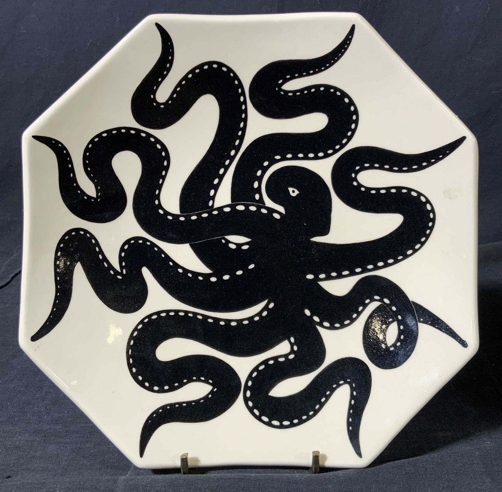 Signed Hand Crafted Ceramic Octopus Plate (1 of 7)