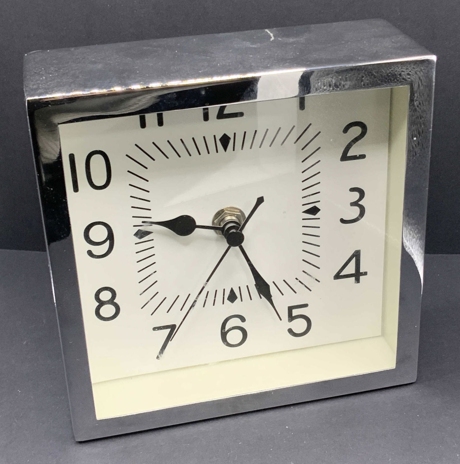 POTTERY BARN Cube Form Chrome Style Clock (1 of 7)
