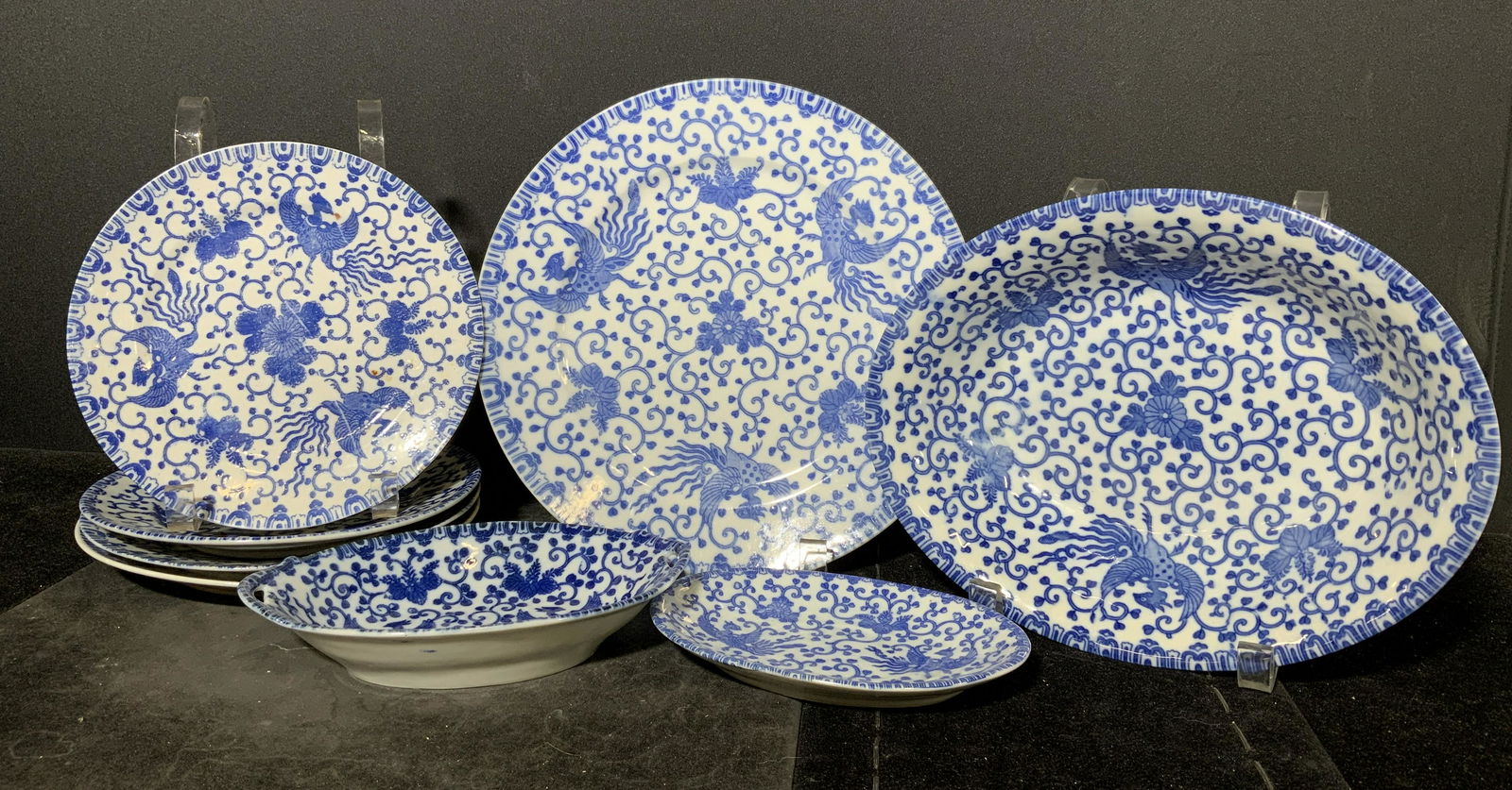 Group Lot 8 Transfer-ware Plates, Japan (1 of 6)