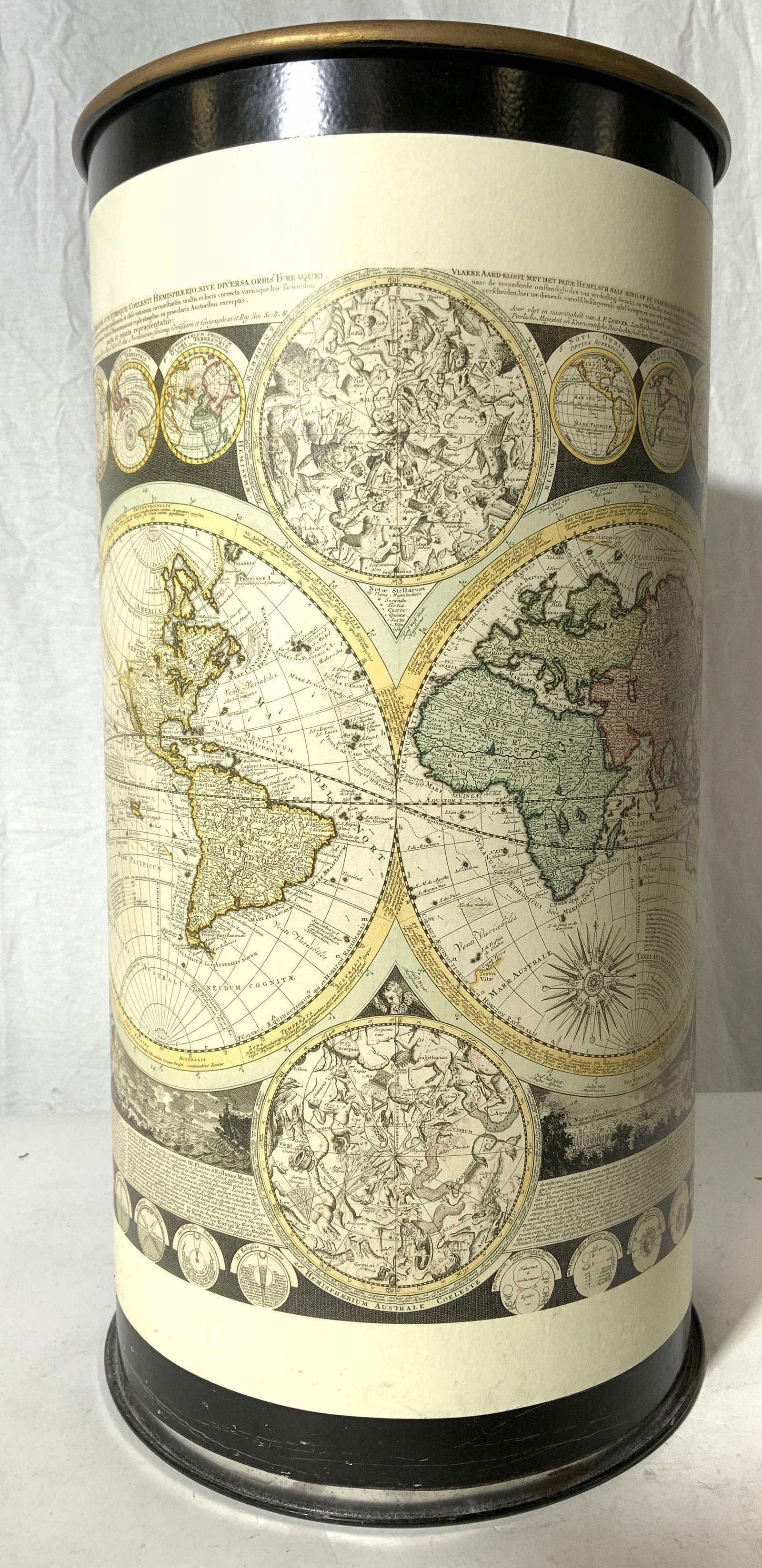 Vintage Astronomical Map Toleware Receptacle Bin (1 of 8)