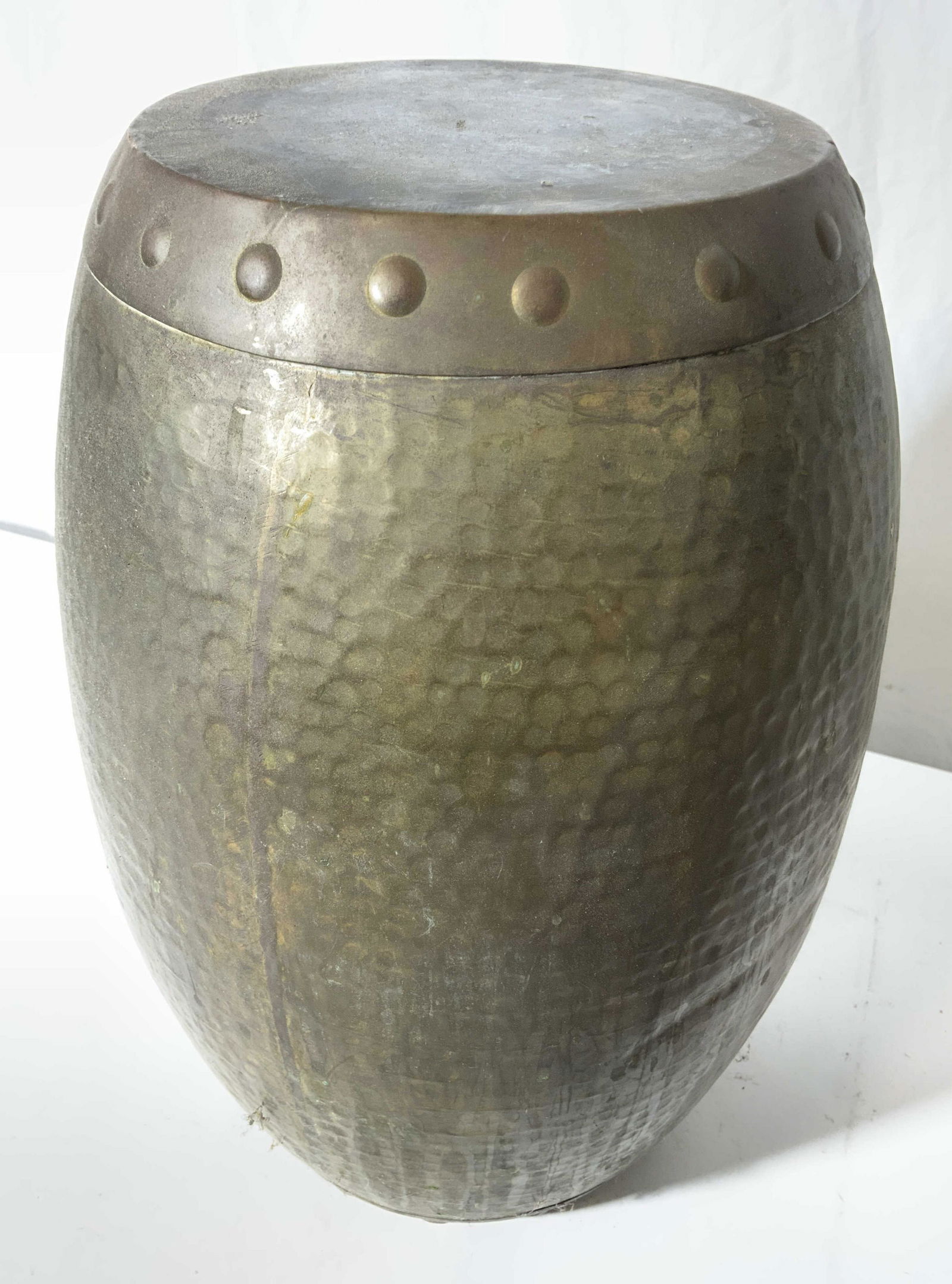 Gilded Hammered Brass Garden Stool Plant Stand (1 of 9)