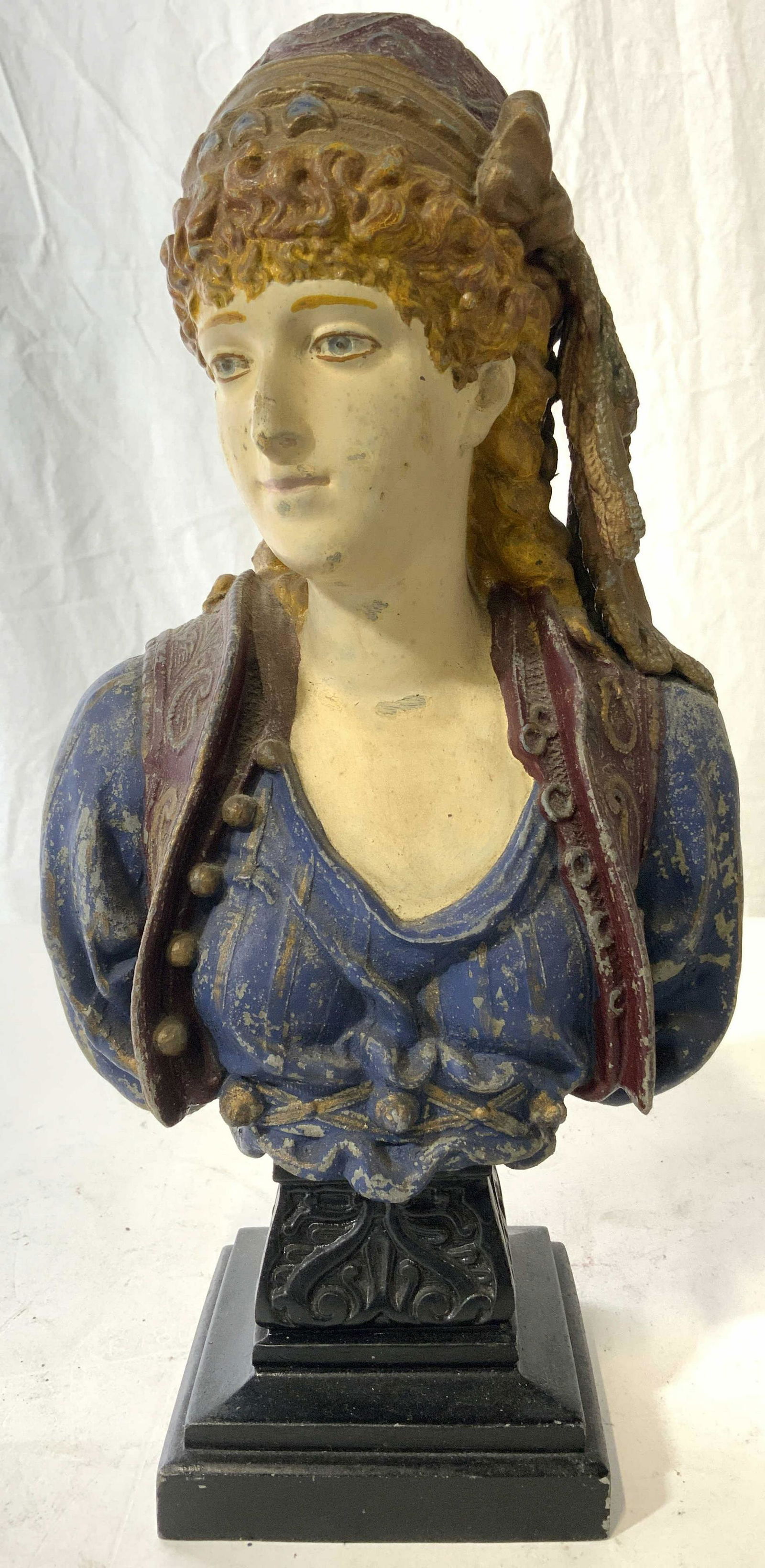 Hand Painted Vintage Metal Female Bust Figure (1 of 10)