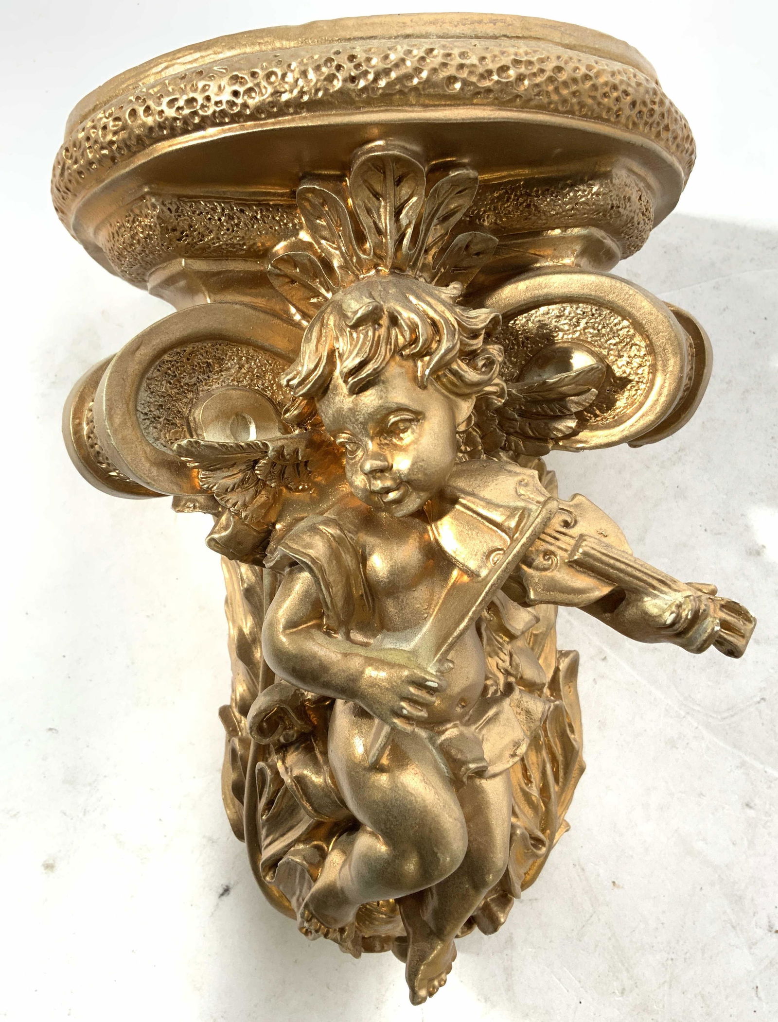 Intricately Carved Gilt Wood Cherub Wall Shelf (1 of 10)