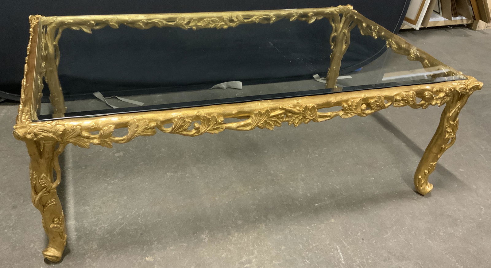 Gilded Wooden Glass Topped Coffee Table (1 of 10)