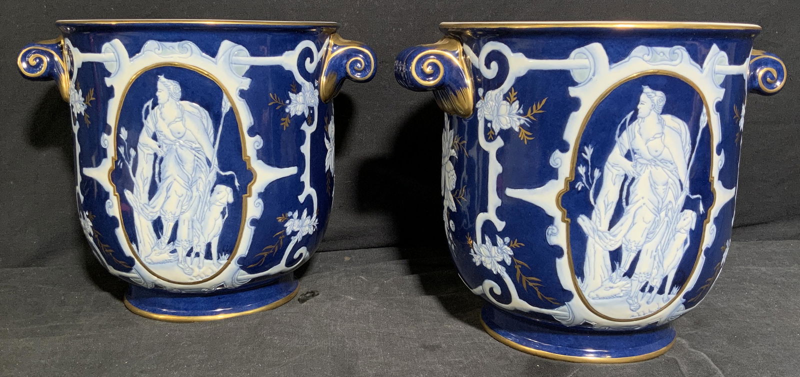 LIMOGES Signed Ceramic Planters w/ Greco Roman (1 of 7)