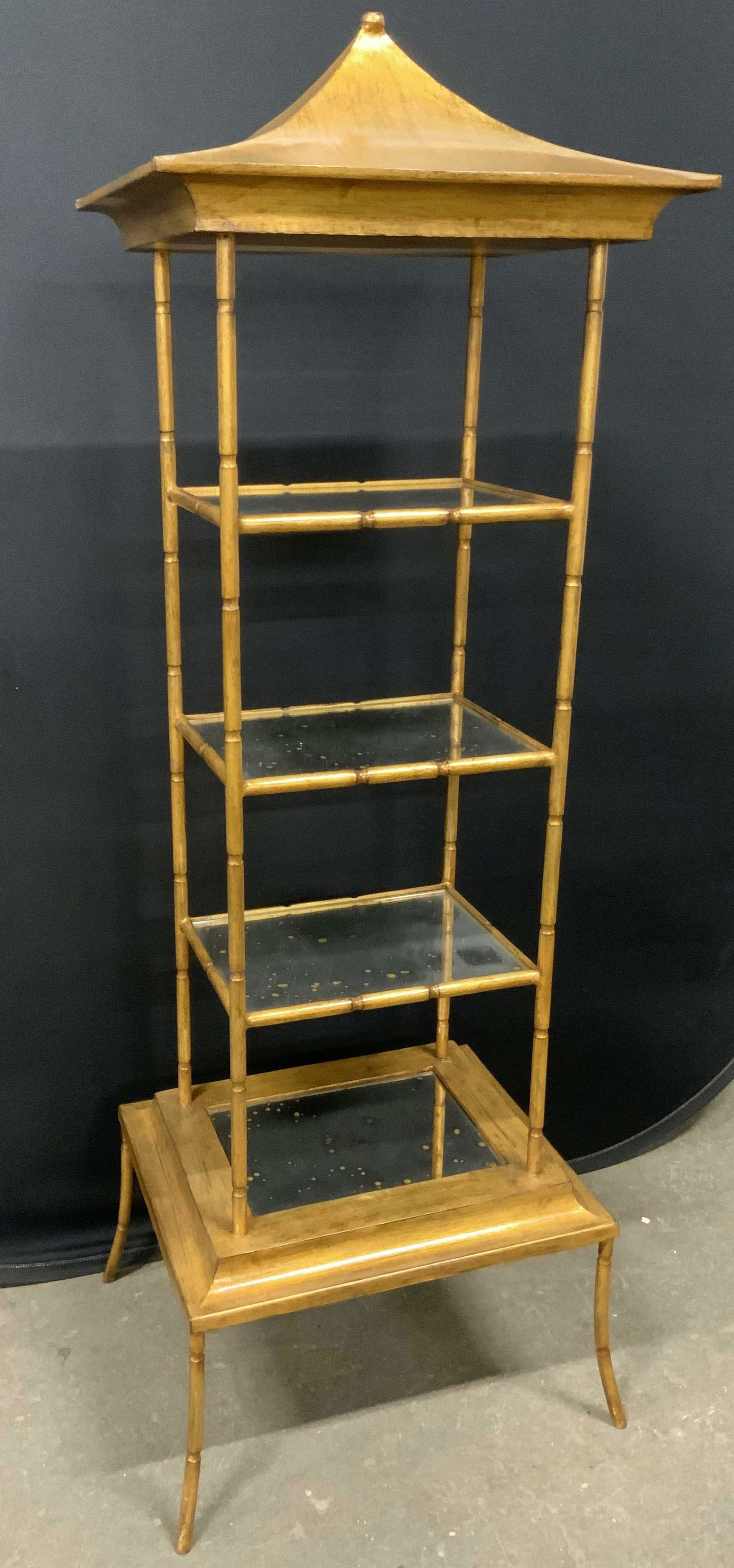 Neo-Classical Style Pagoda Form Gilt Metal Etagere (1 of 10)