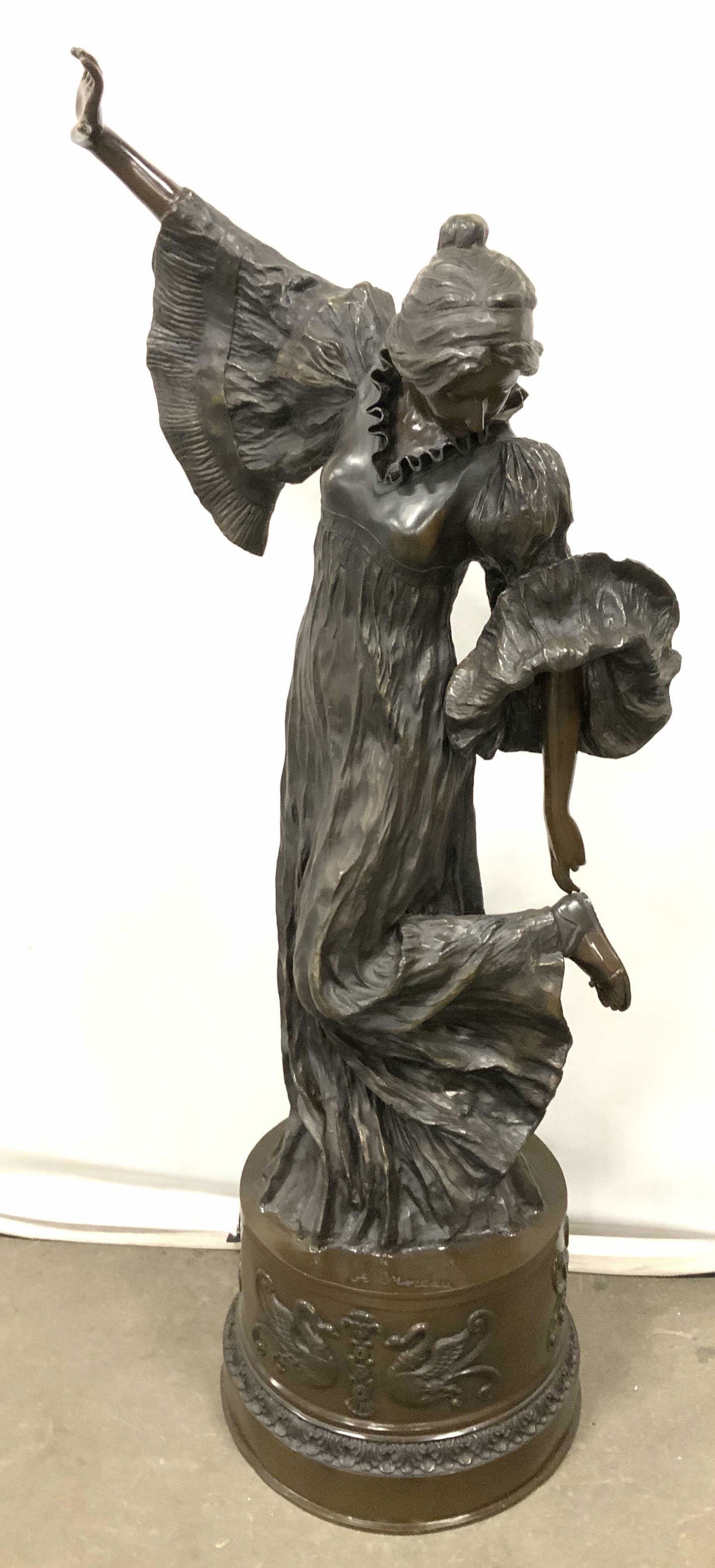 Signed Bronze Girl, Attr AUGUSTE MOREAU (1 of 15)