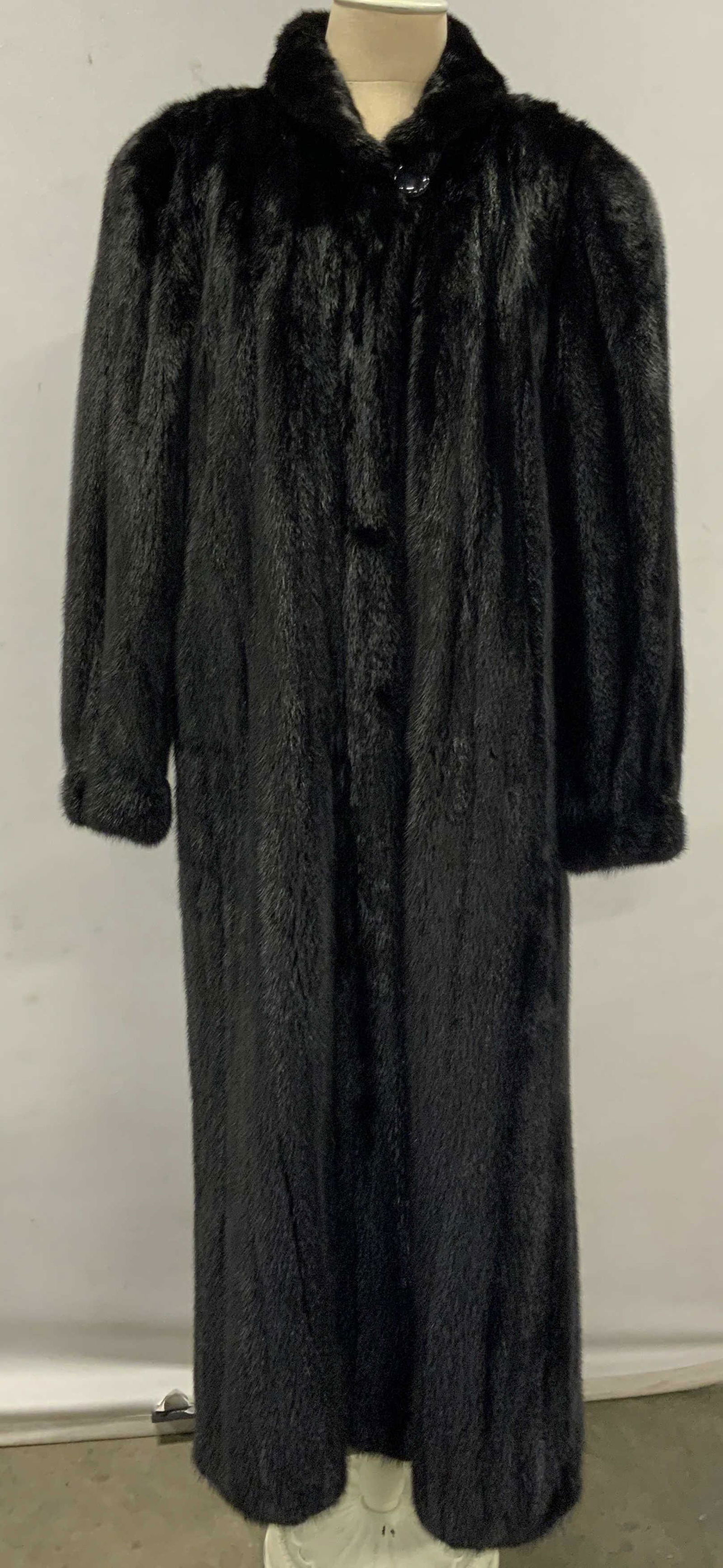Full Length Black Vertical Mink Coat Sz 18 (1 of 11)