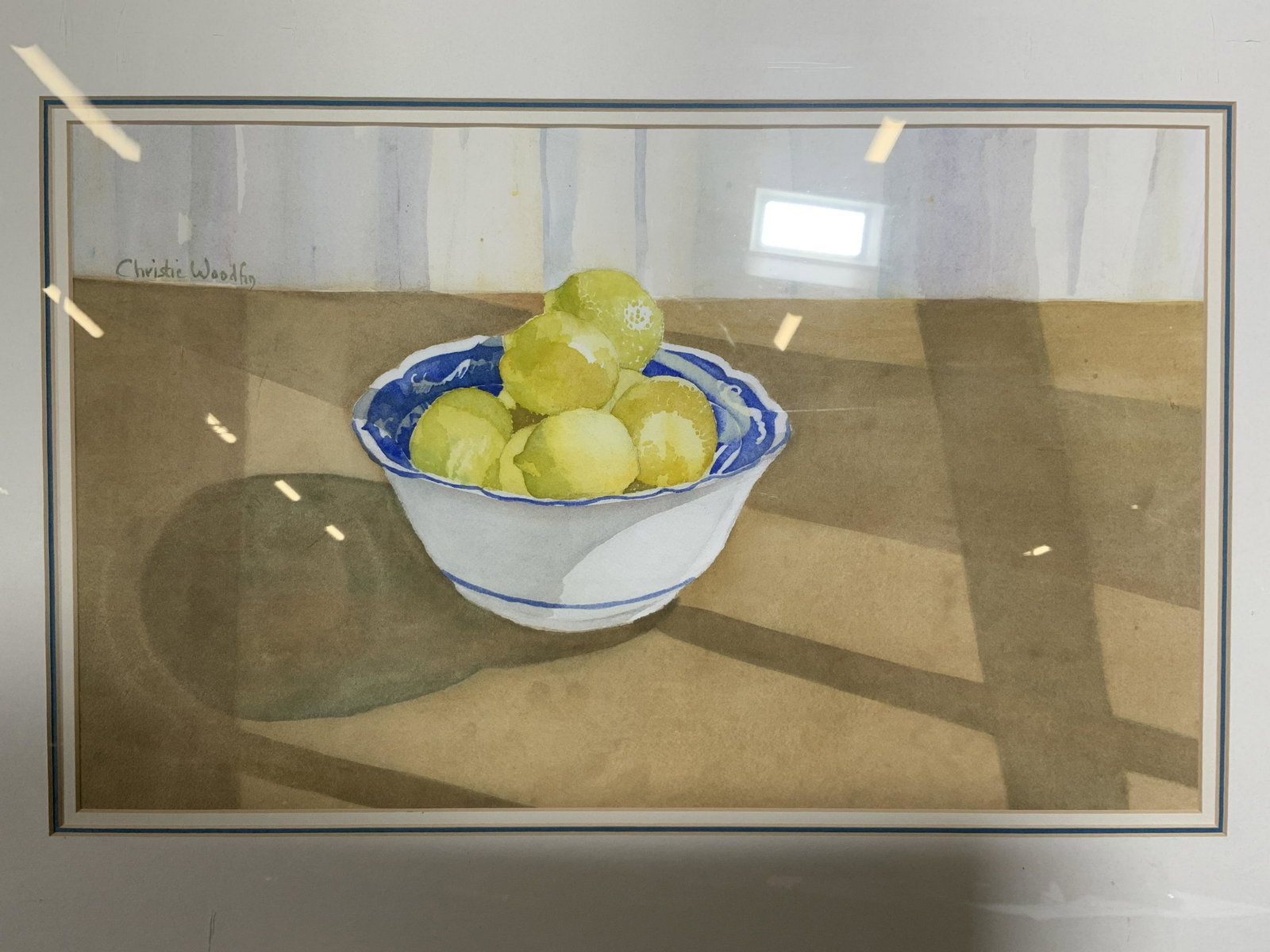 CHRISTIE WOODFIG Signed Watercolor Fruit Bowl (1 of 10)