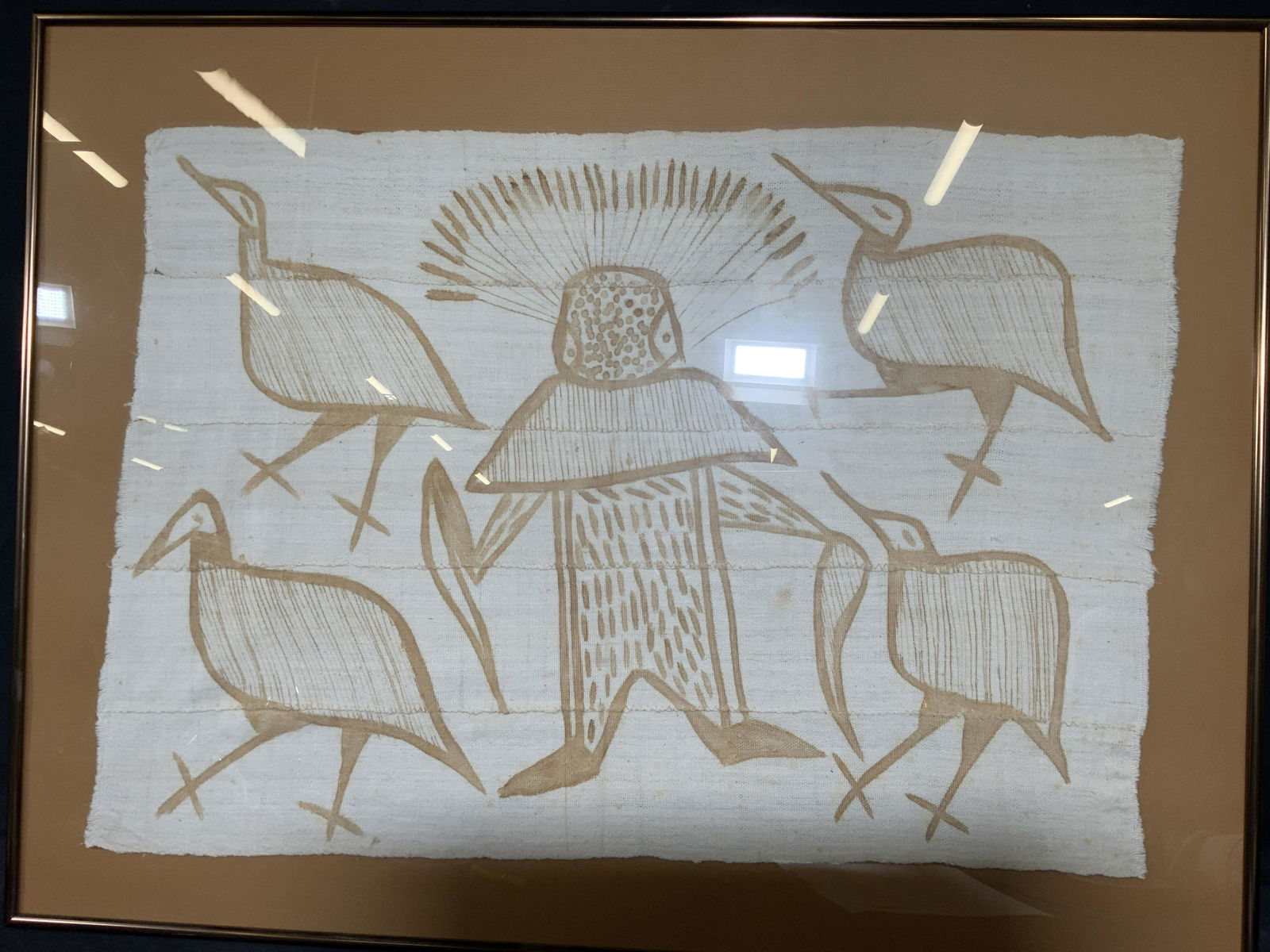 Framed Aboriginal Symbols on Fabric (1 of 10)