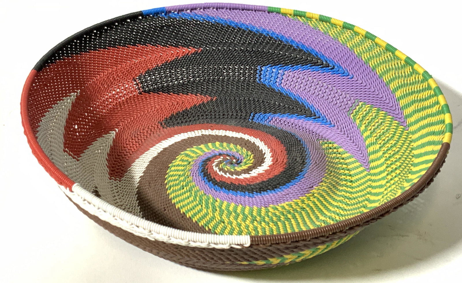 African Zulu Telephone Wire Woven Basket (1 of 10)