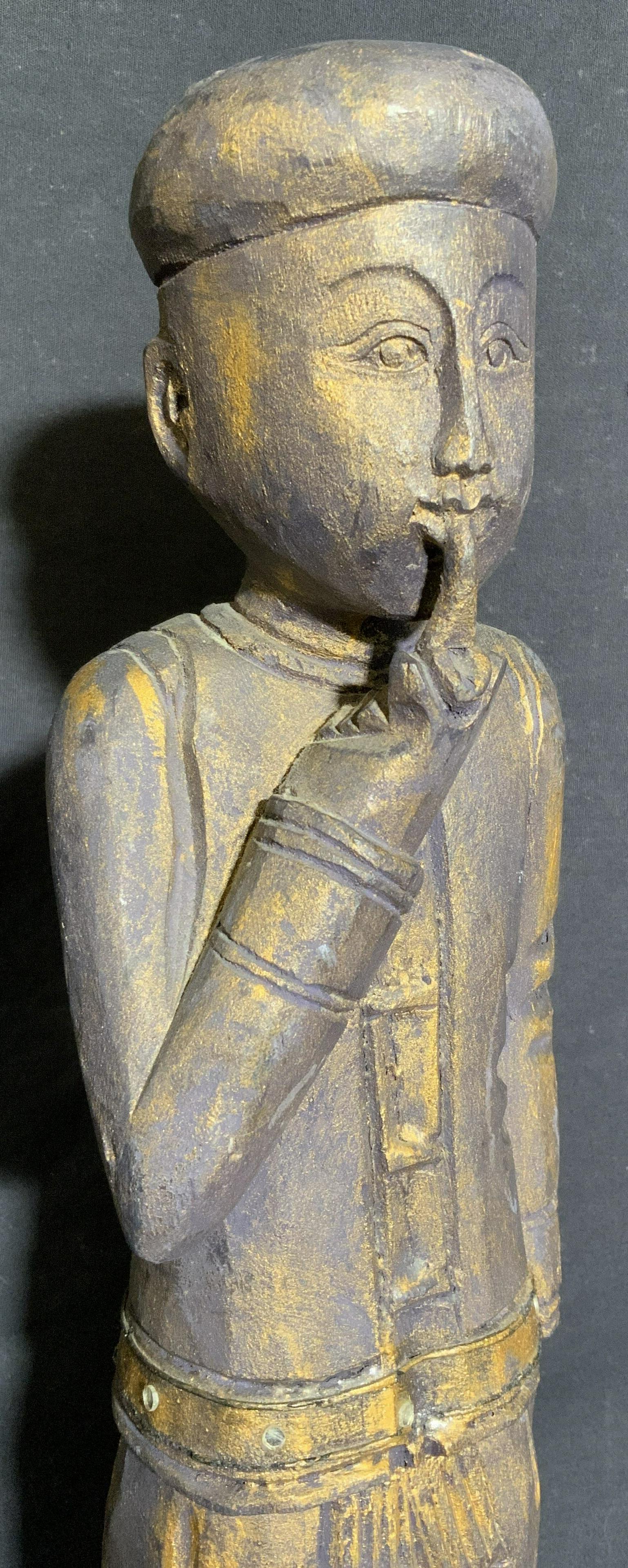 Carved Asian Wooden Figure of Smoking Man (1 of 12)