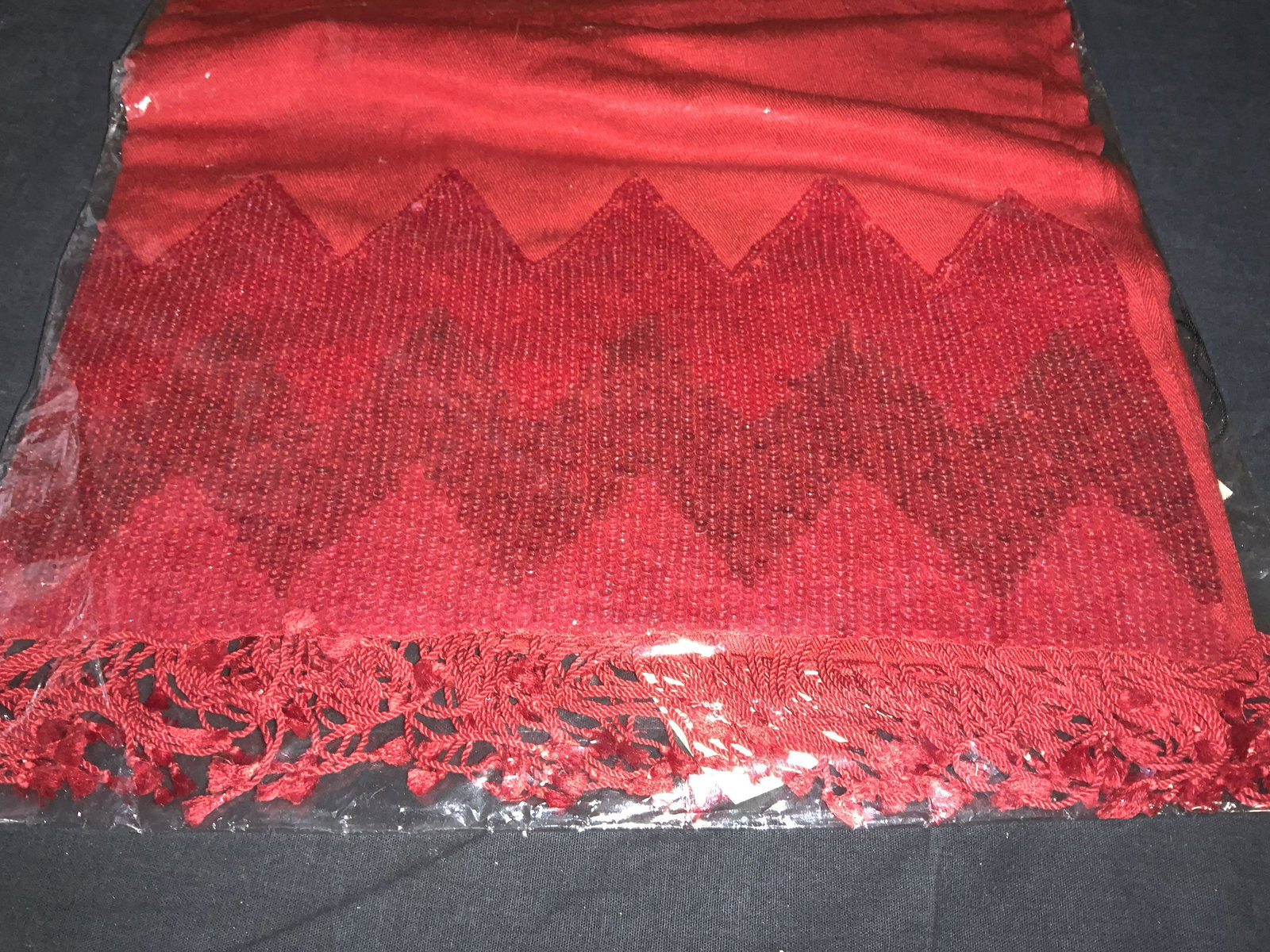 Royal Red Cashmere Pashmina Shawl, New In Package (1 of 6)